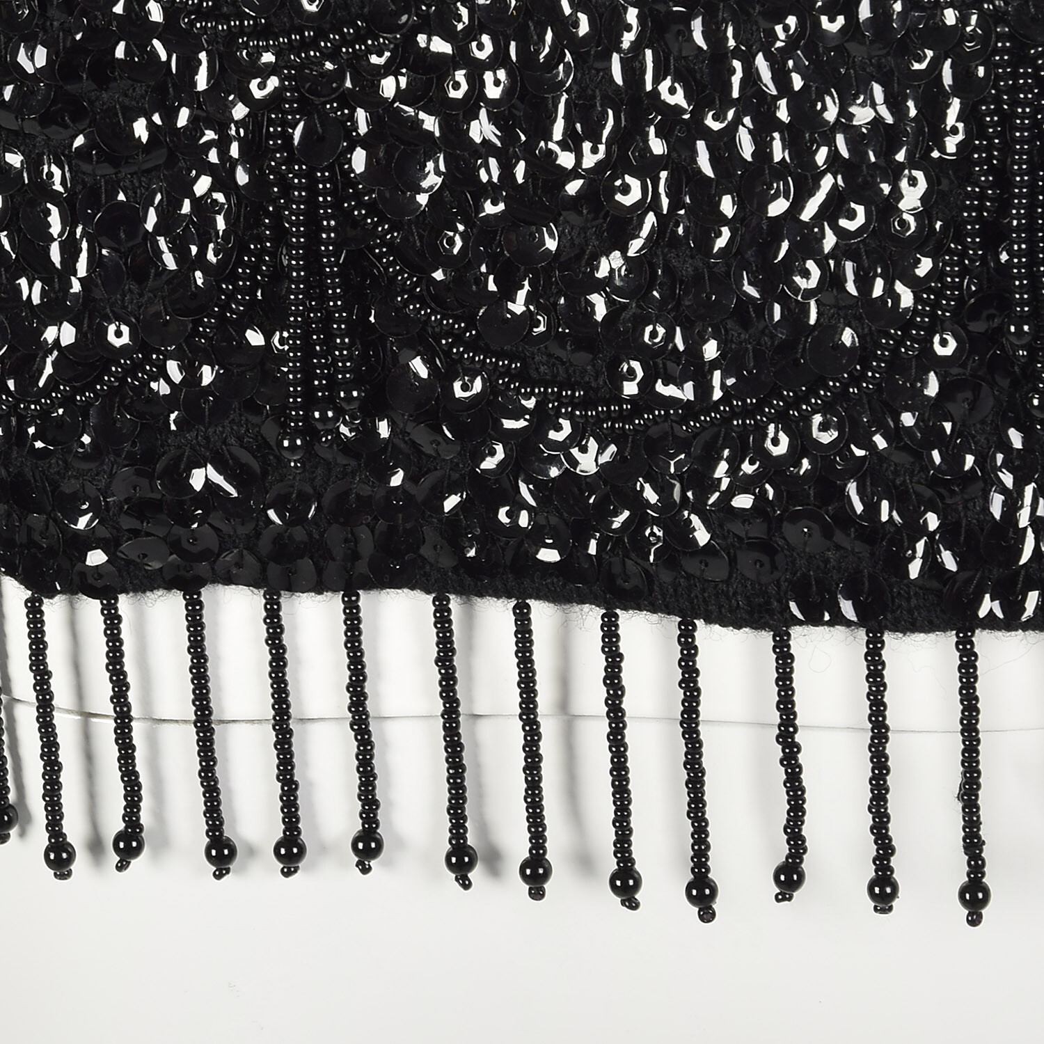 Medium 1960s Sleeveless Black Beaded Blouse 60s Knit Tank Vintage Sequin Top VTG