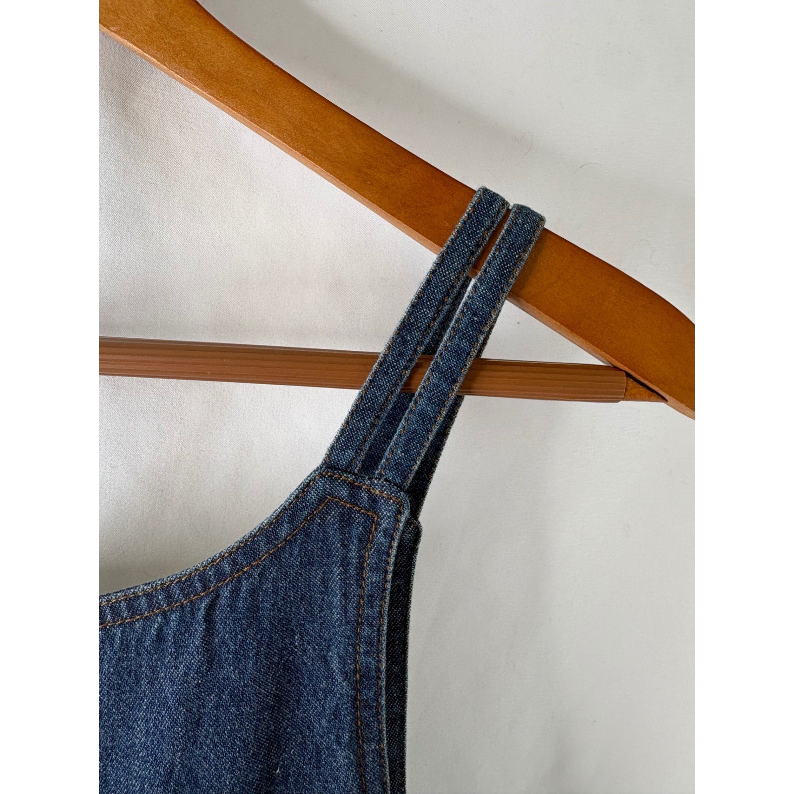 Vtg Basic Editions M Denim Jean Maxi Dress Blue Embroidered Flag Angel Patriotic