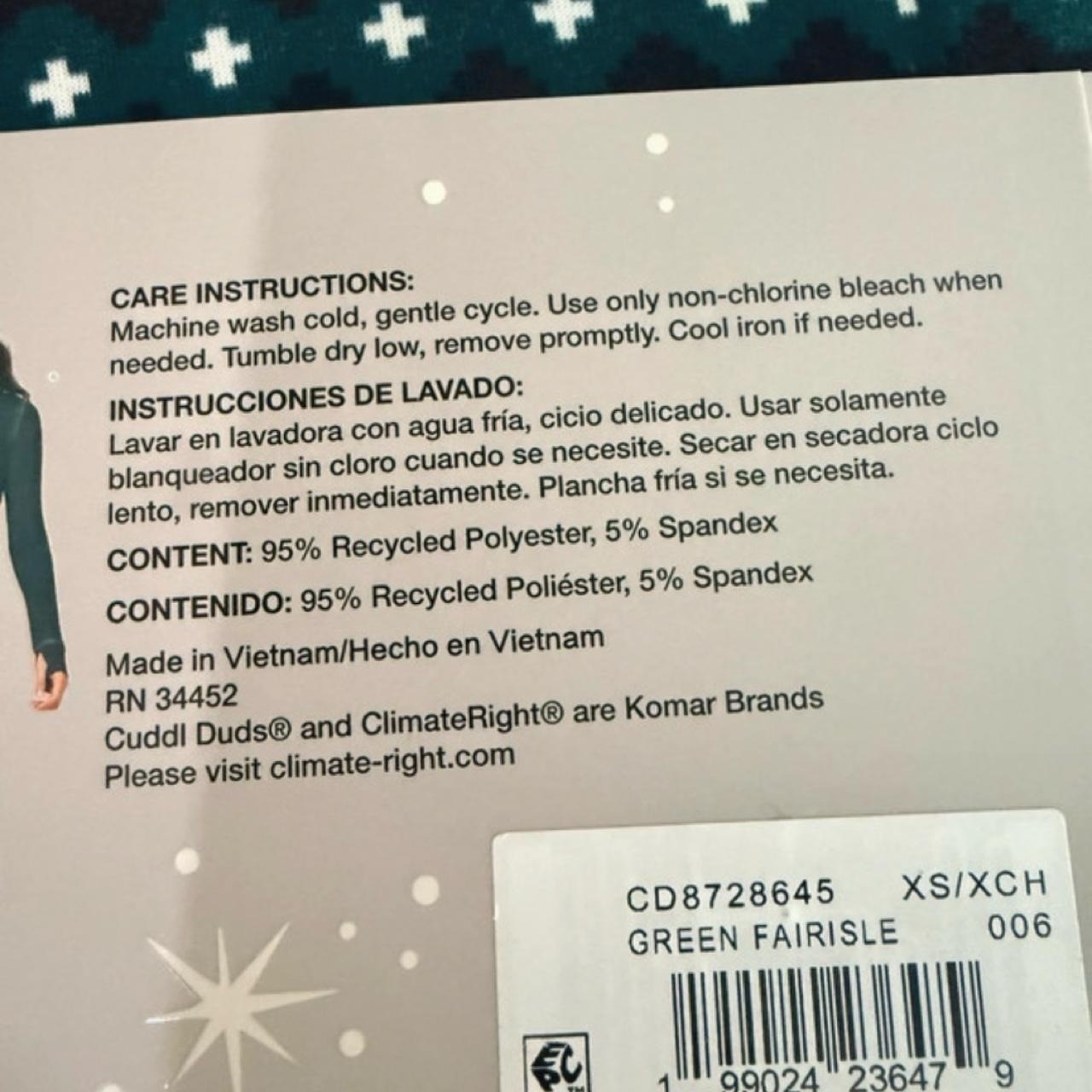 Cuddl Duds ClimateRight 2 piece base layer se
