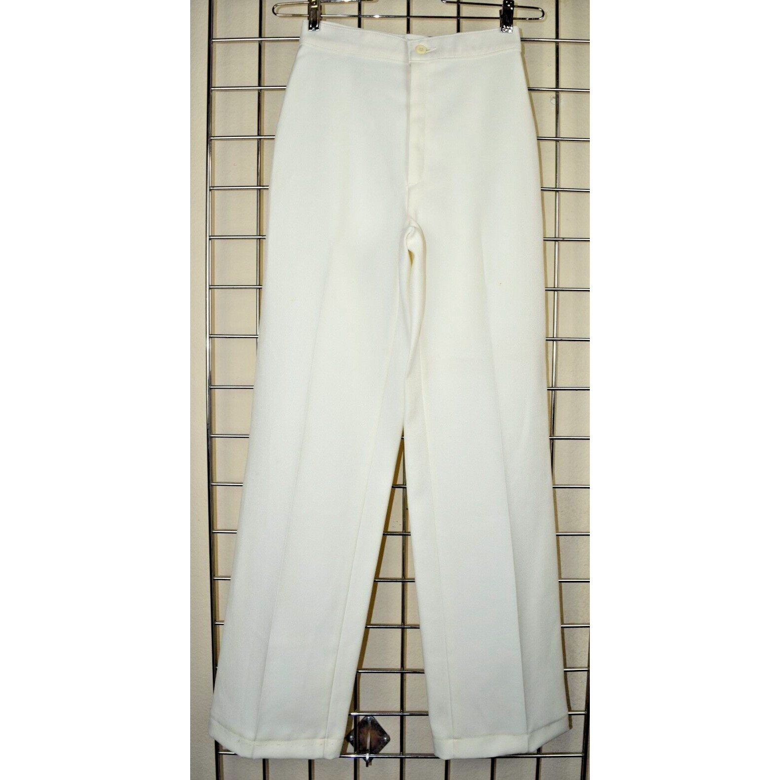 Vintage Pants JCPenney Size S/M 70s Ivory High Waist Straight Leg Light Airy