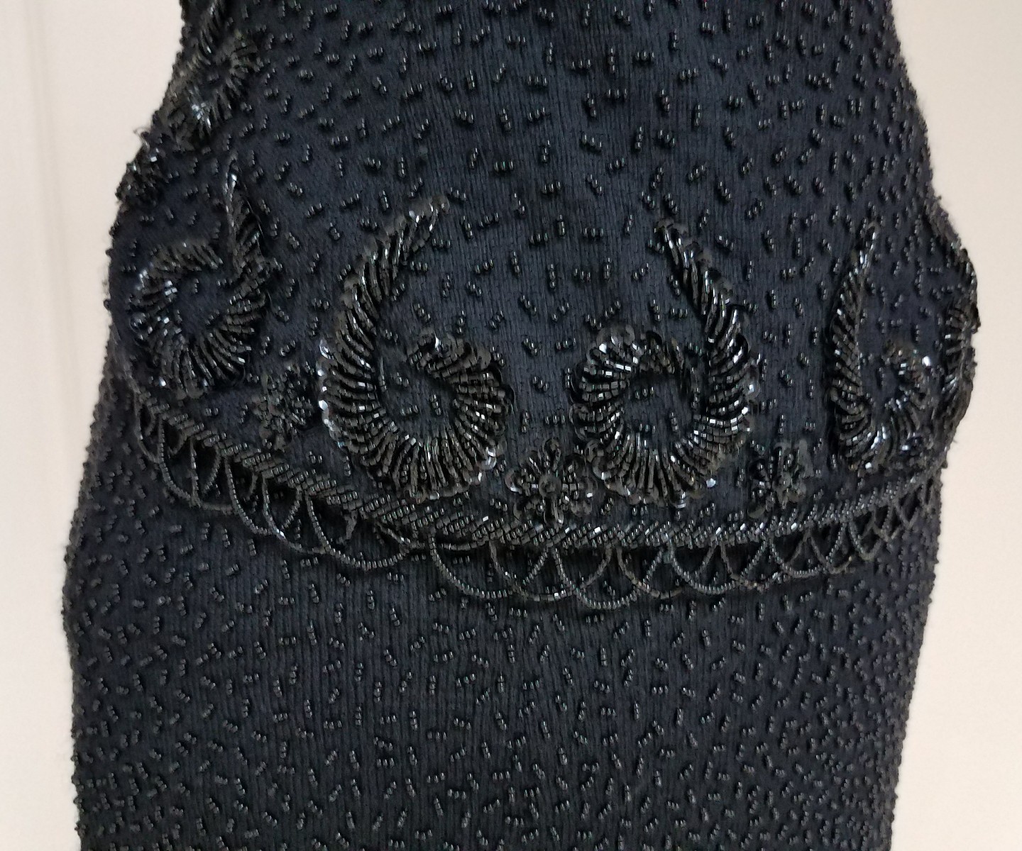2 PC VTG BLACK HEAVY BEADED SUIT SKIRT 1950&rsquo;s HONG KONG IMPERIAL MCM SIZE S – M