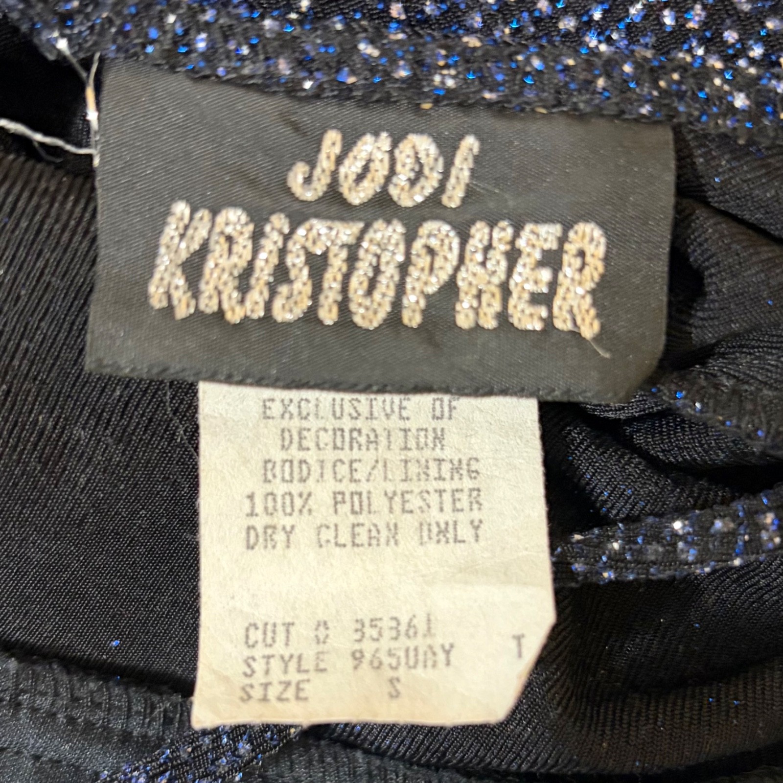 Vintage 90s Evening Dress Jodi Kristopher Navy Glitter Sparkle Maxi Slip XS / S
