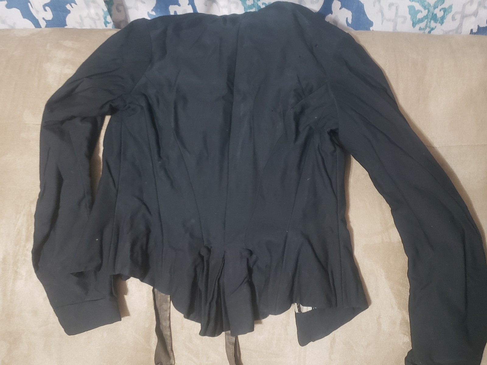 Authentic Antique 1870&rsquo;s Victorian Black Jacket Bodice Boned Small