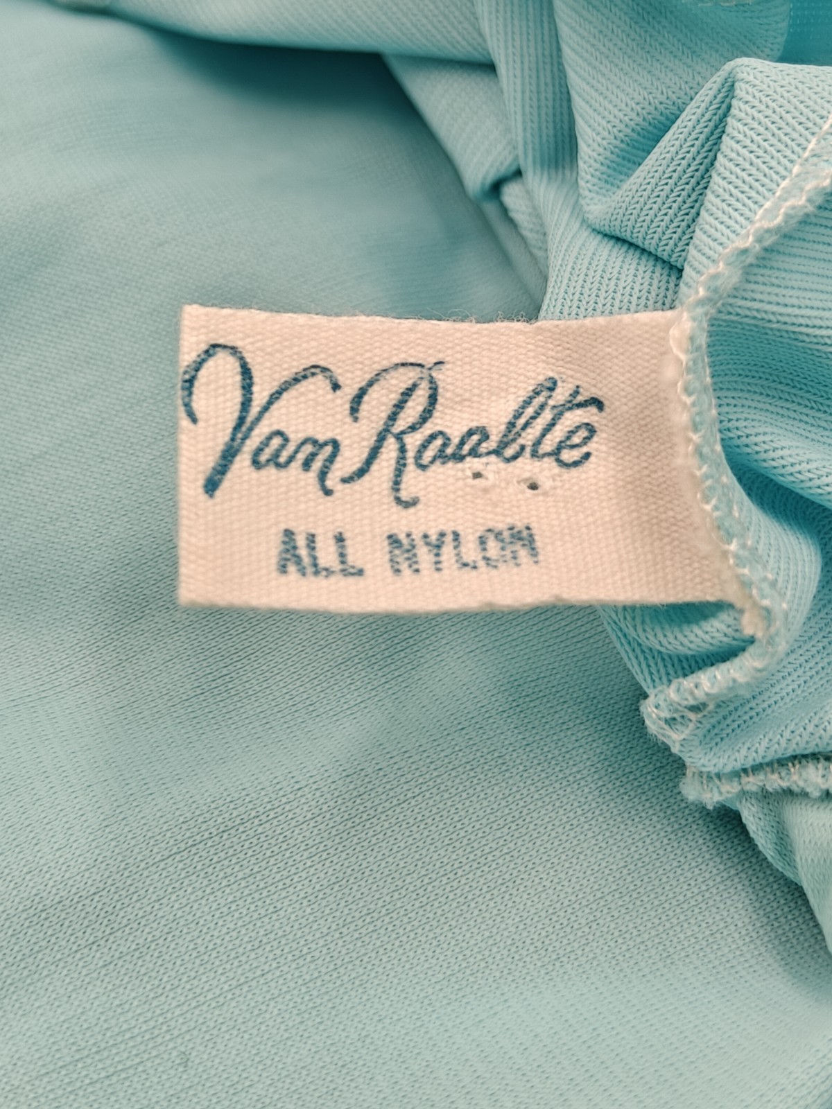 Vintage Van Raalte Large All Nylon Light Blue Half Slip Lace Trim *Read