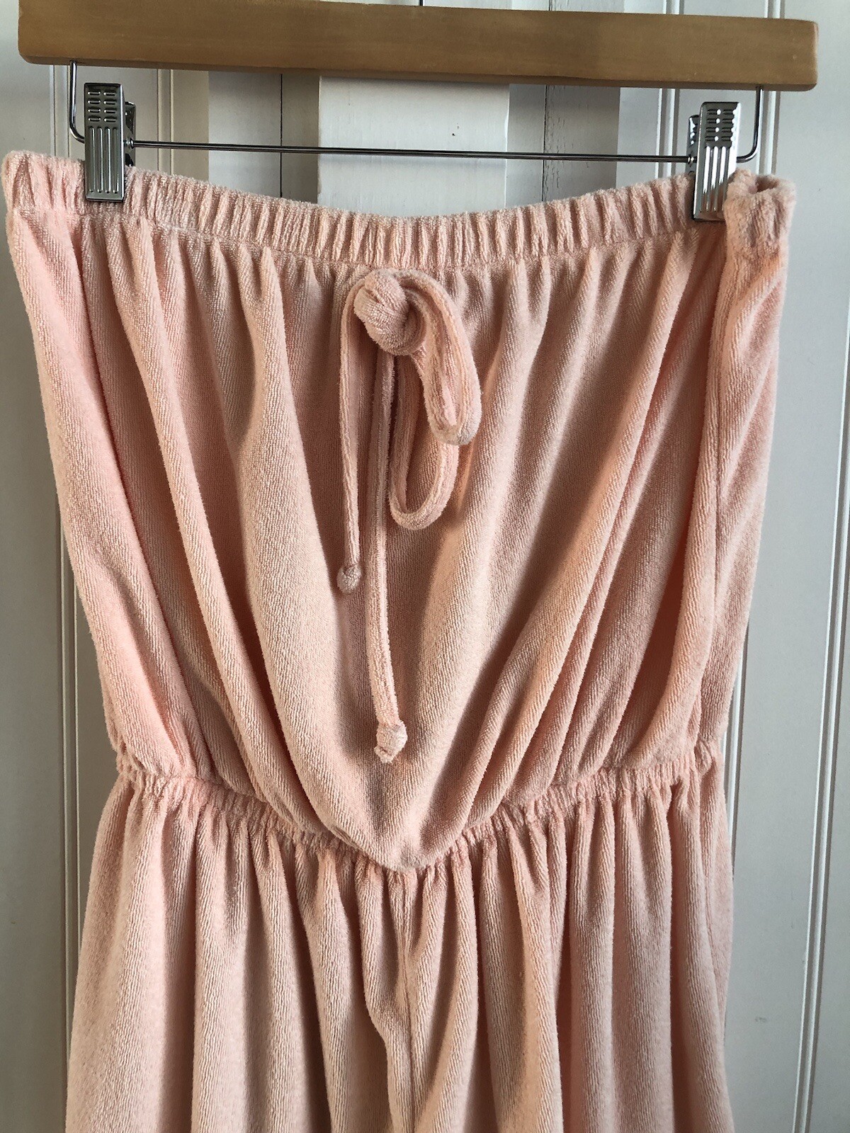 70’s Light Peach Terry Cloth Romper Strapless Jumper