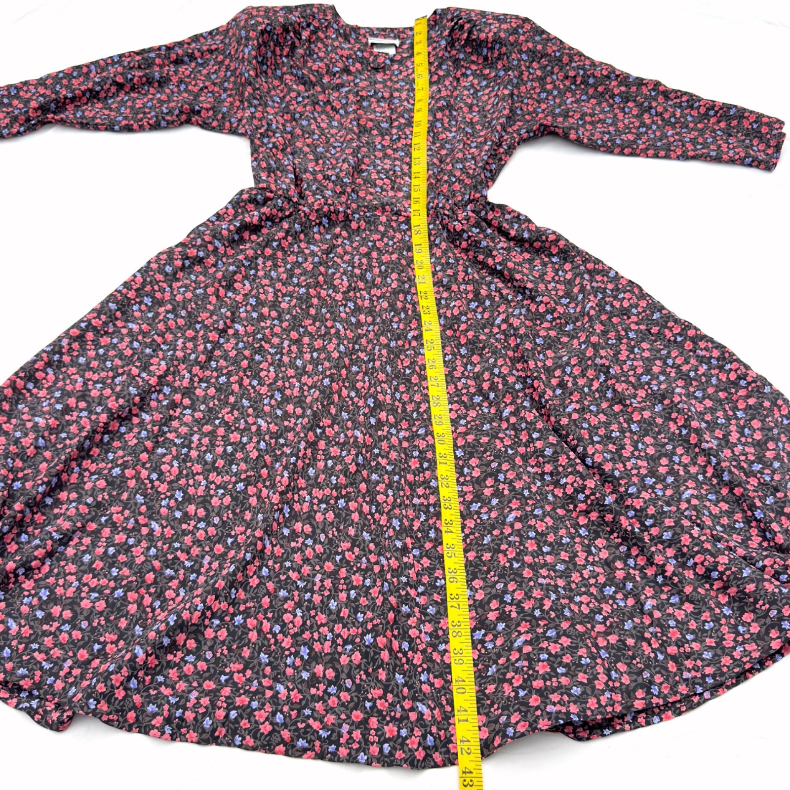 Vintage 80s Stuart Alan Petites Multicolor Floral Vines Retro Prairie Dress 10P