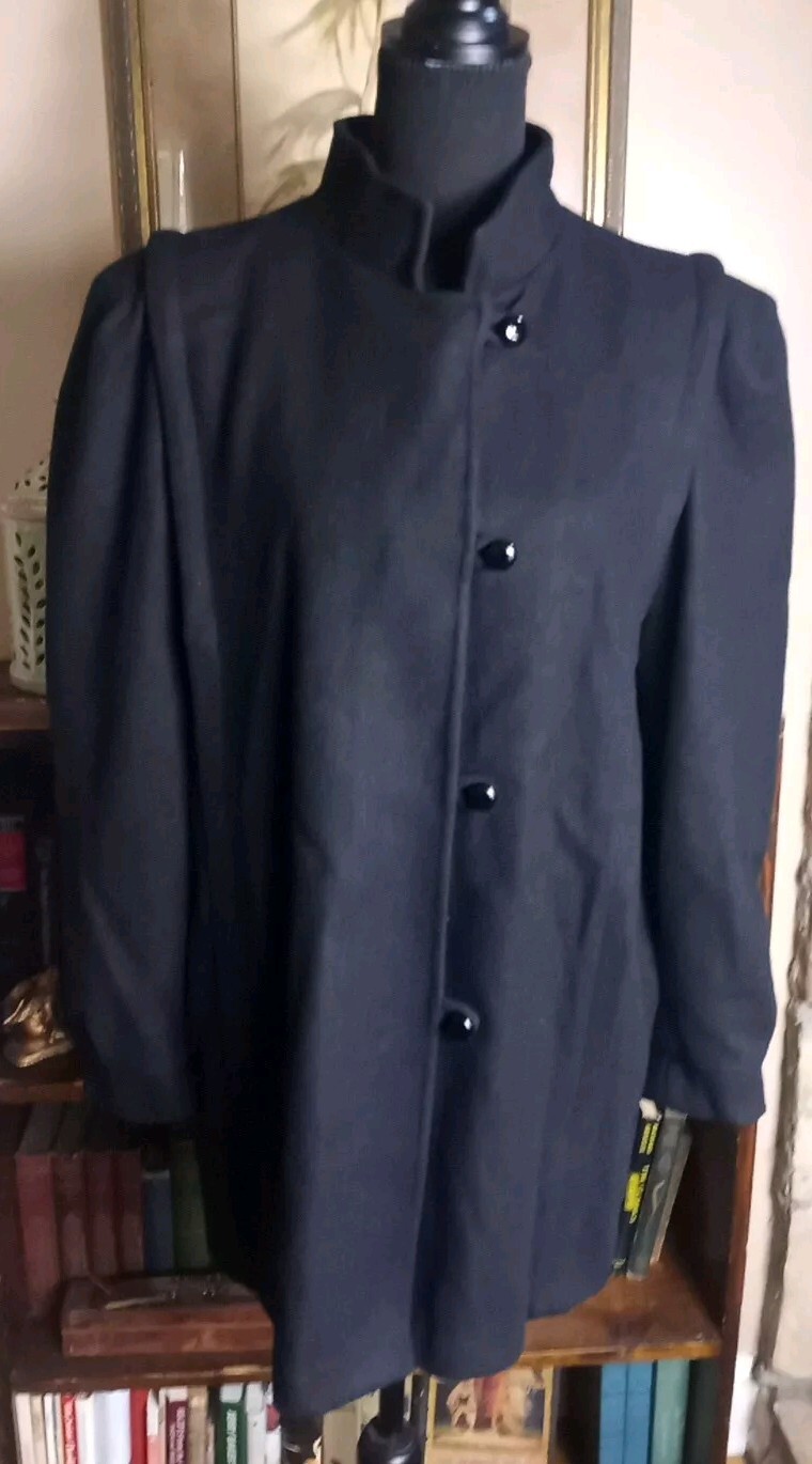 Vintage New York Girl Women&rsquo;s 13, Black Wool Coat USA Union Made