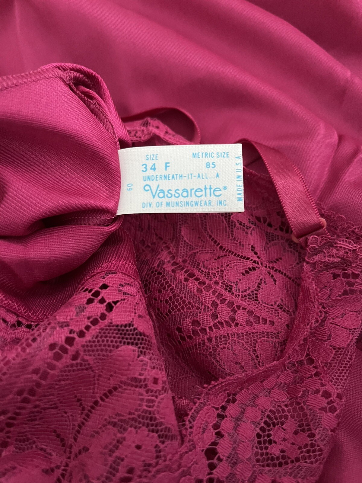 Vintage Full Slip Vassarette S Underneath It All Maroon Satin Lingerie Intimates