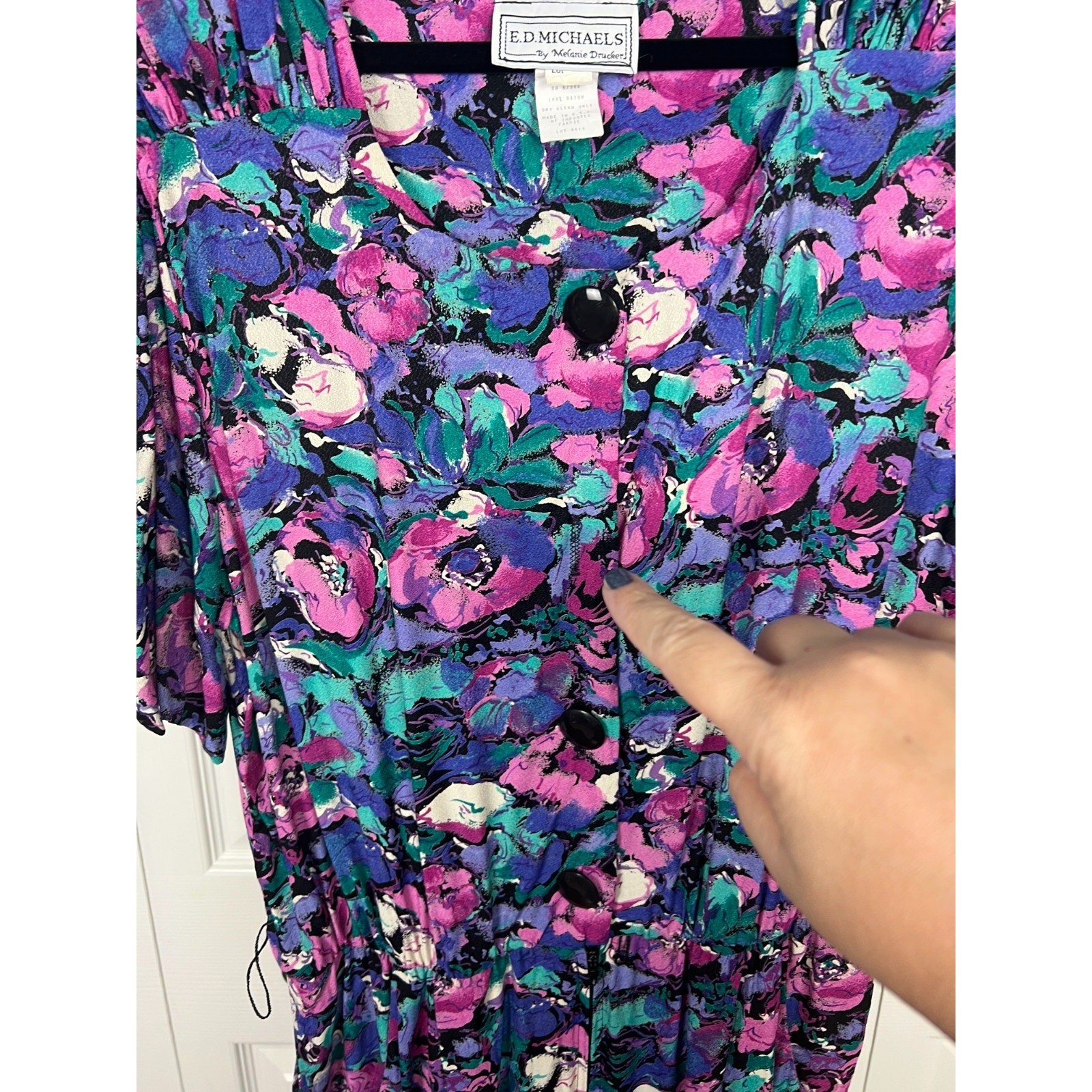 Vintage Floral Culotte Romper Dress Purple Black Secretary Style Medium/12