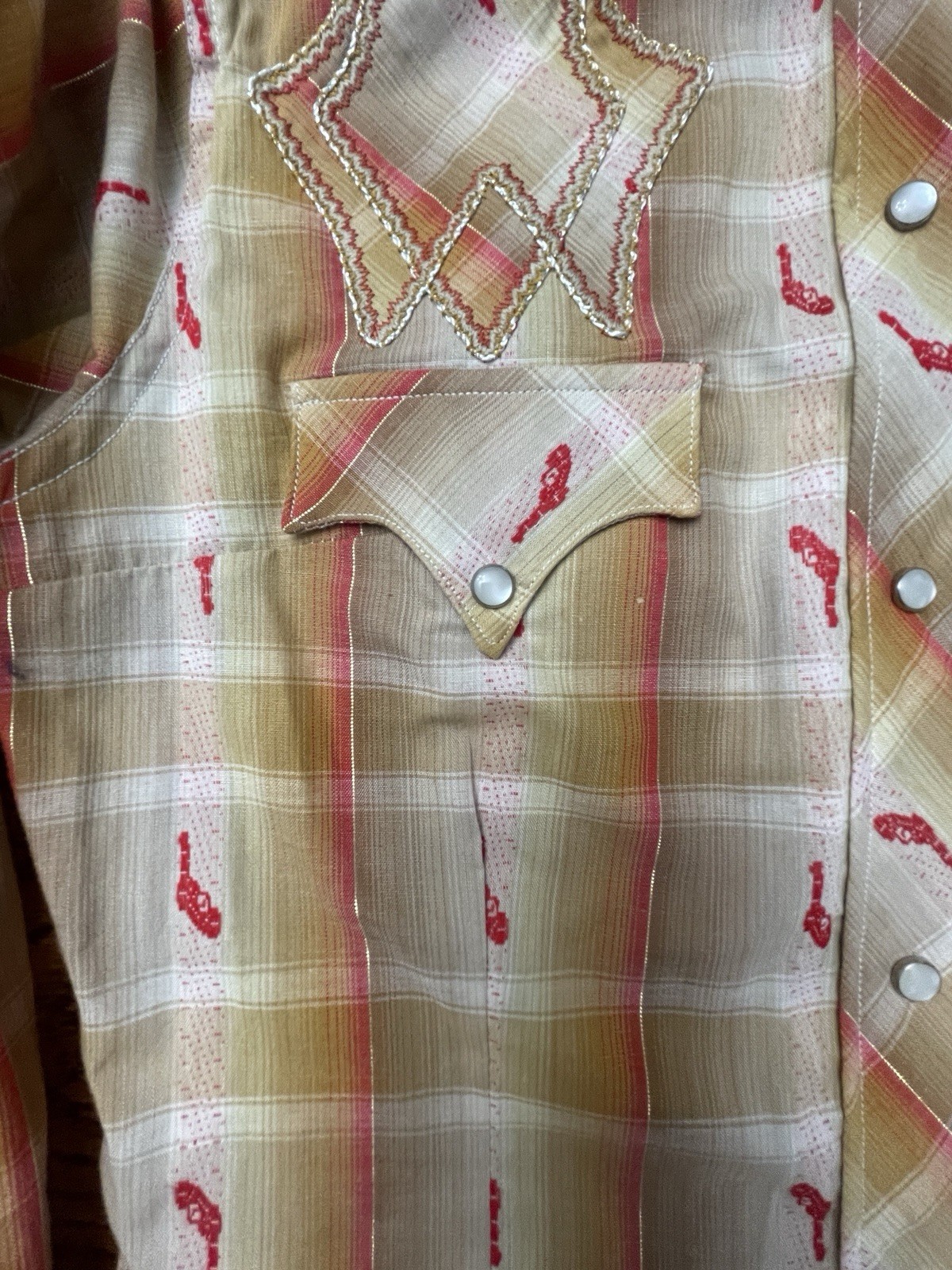 Vintage TEM TEX Western Pearl Snap Plaid Shirt Women Ladies 1960’s 70’s