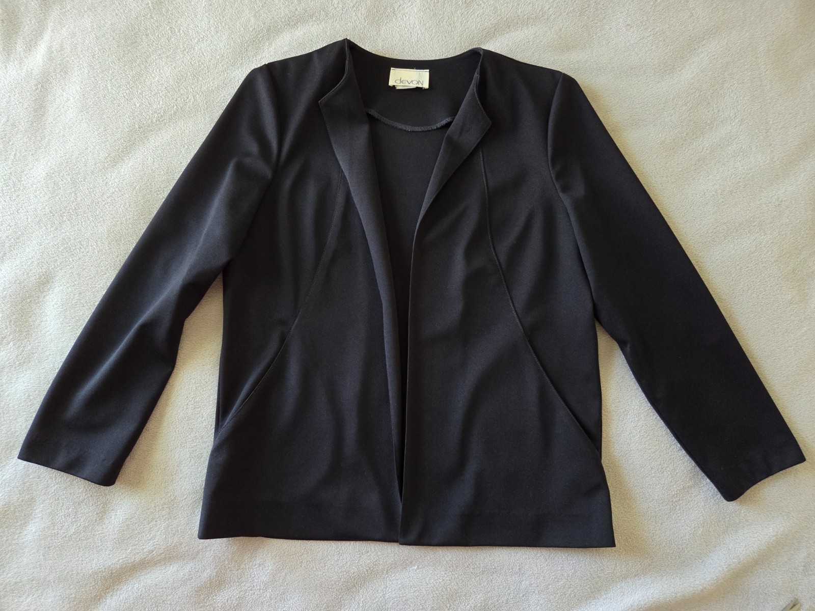 Vintage Black Devon Woman&rsquo;s Blazer With Pockets Size 16 USA