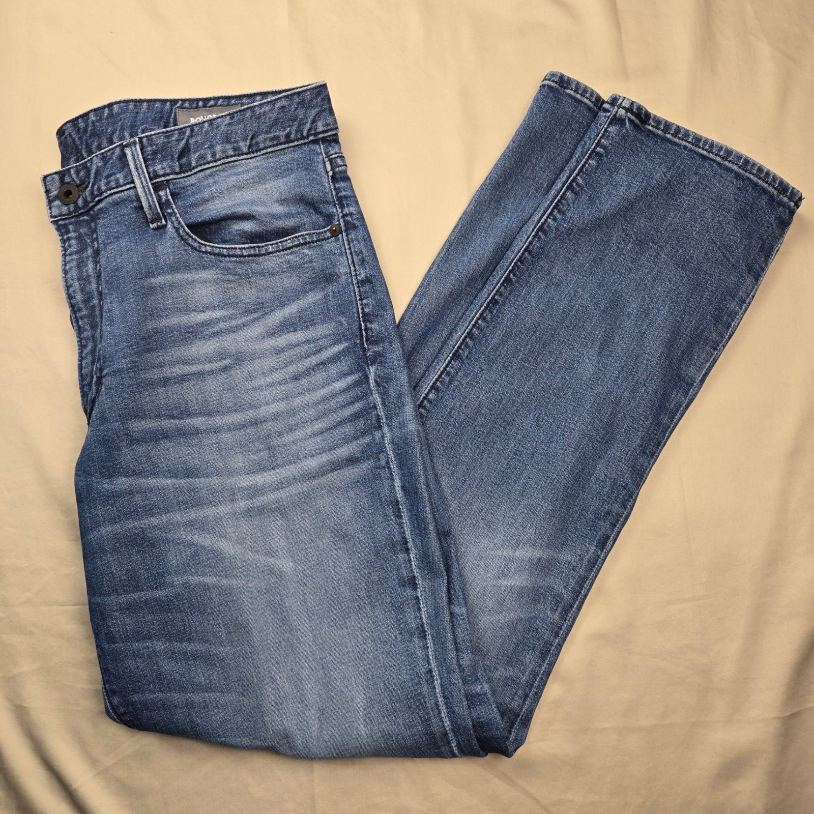 Bonobos Mens Blue Medium Wash Stretch Straight Leg Jeans 35×32 BNX-201 BLW36
