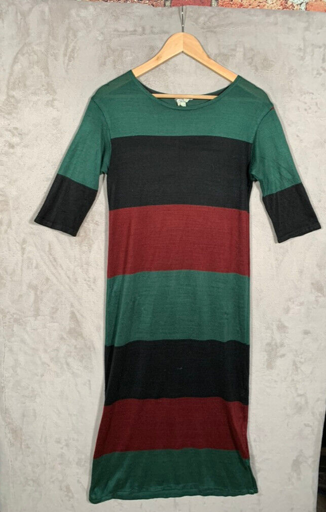 David Silverman Knit Dress ColorBlock Maxi Wool Blend S/M