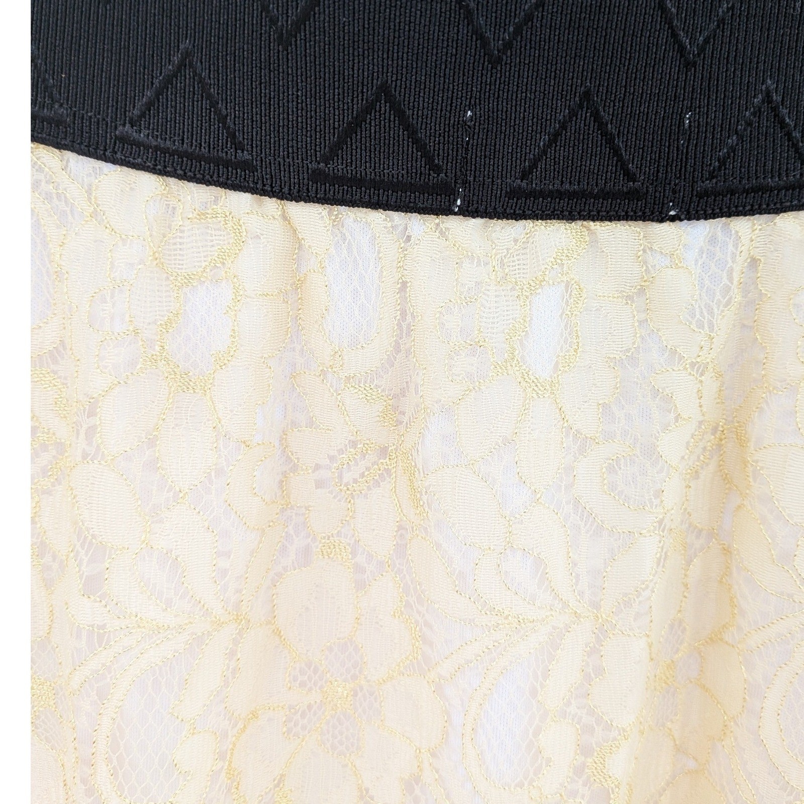 Boho Cottagecore Wedding Glam Yellow Gold Metallic Shimmer Floral Lace XL Skirt