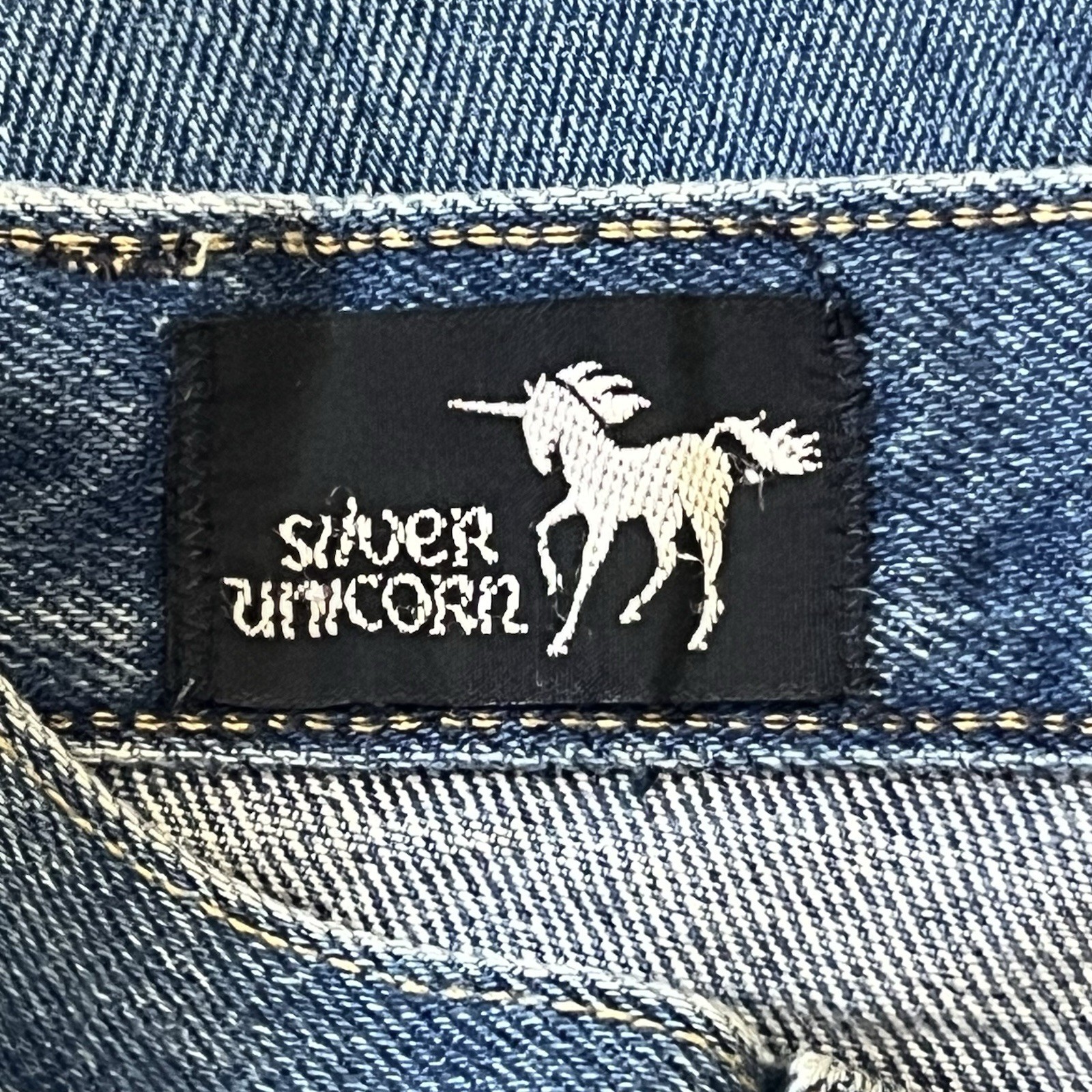 Vintage 80s Silver Unicorn High Waisted Mom Jeans Women’s Size 13 Blue Denim