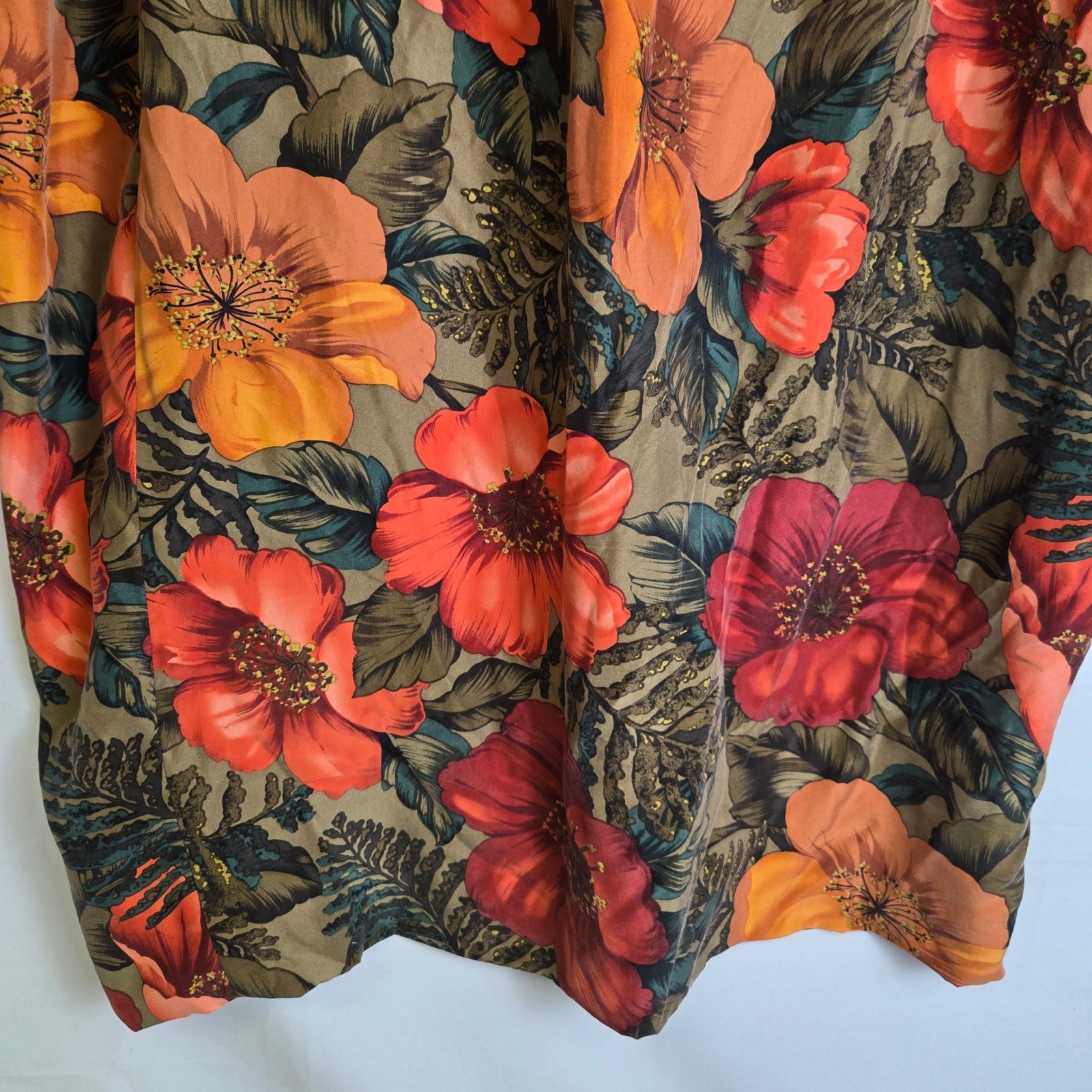 Rafaella Two Piece Set Top & Skirt 100% Silk Tropical Floral Vintage Large READ