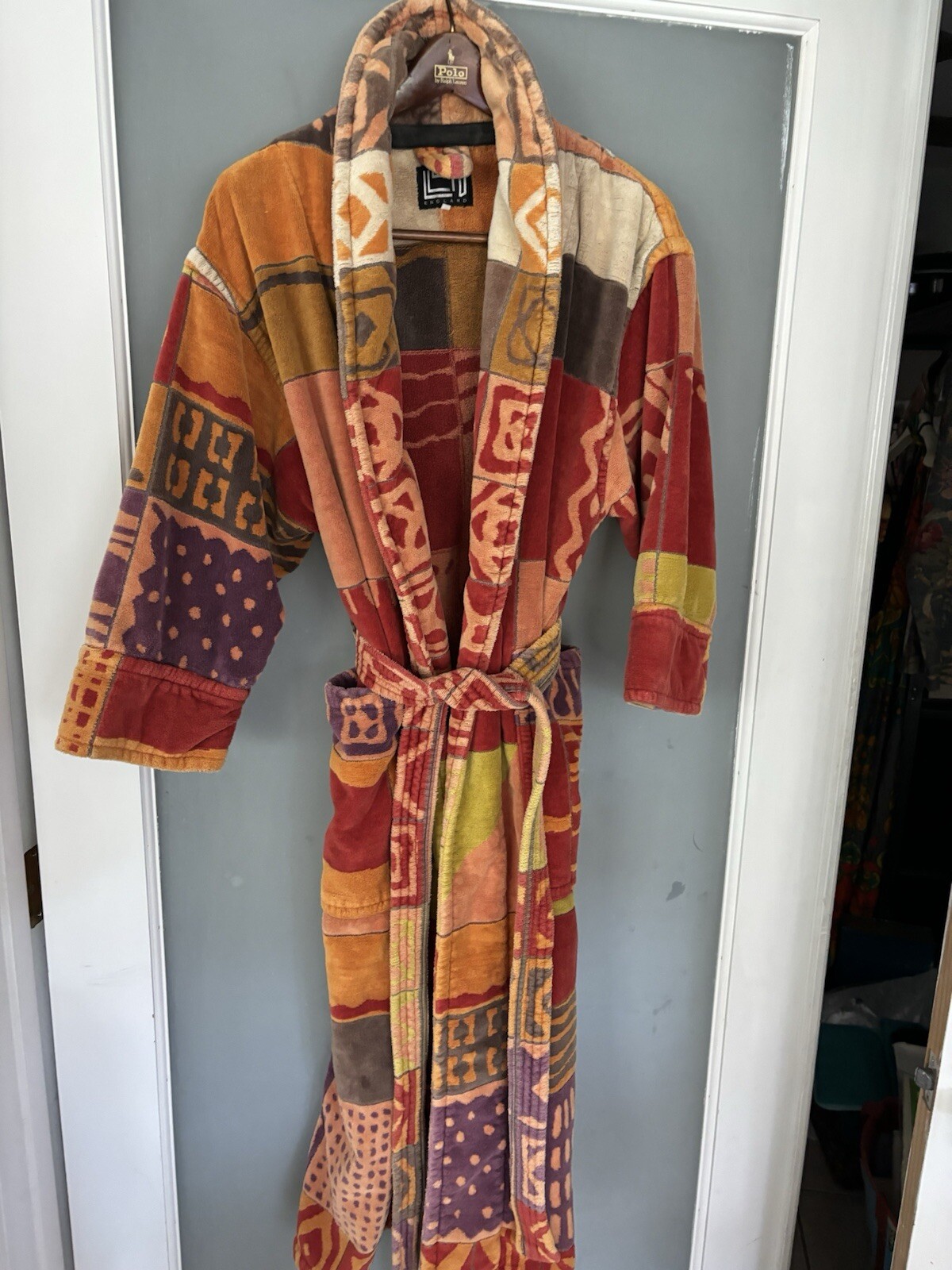 Lloyd England Sz S Bathrobe Vintage Thick Cotton Shawl Robe