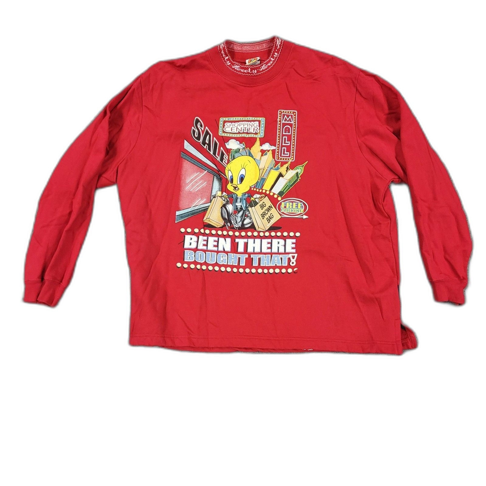 Vintage Looney Tunes Tweety Long Sleeve Sweater 22 / 24 Red 2X Great Condition