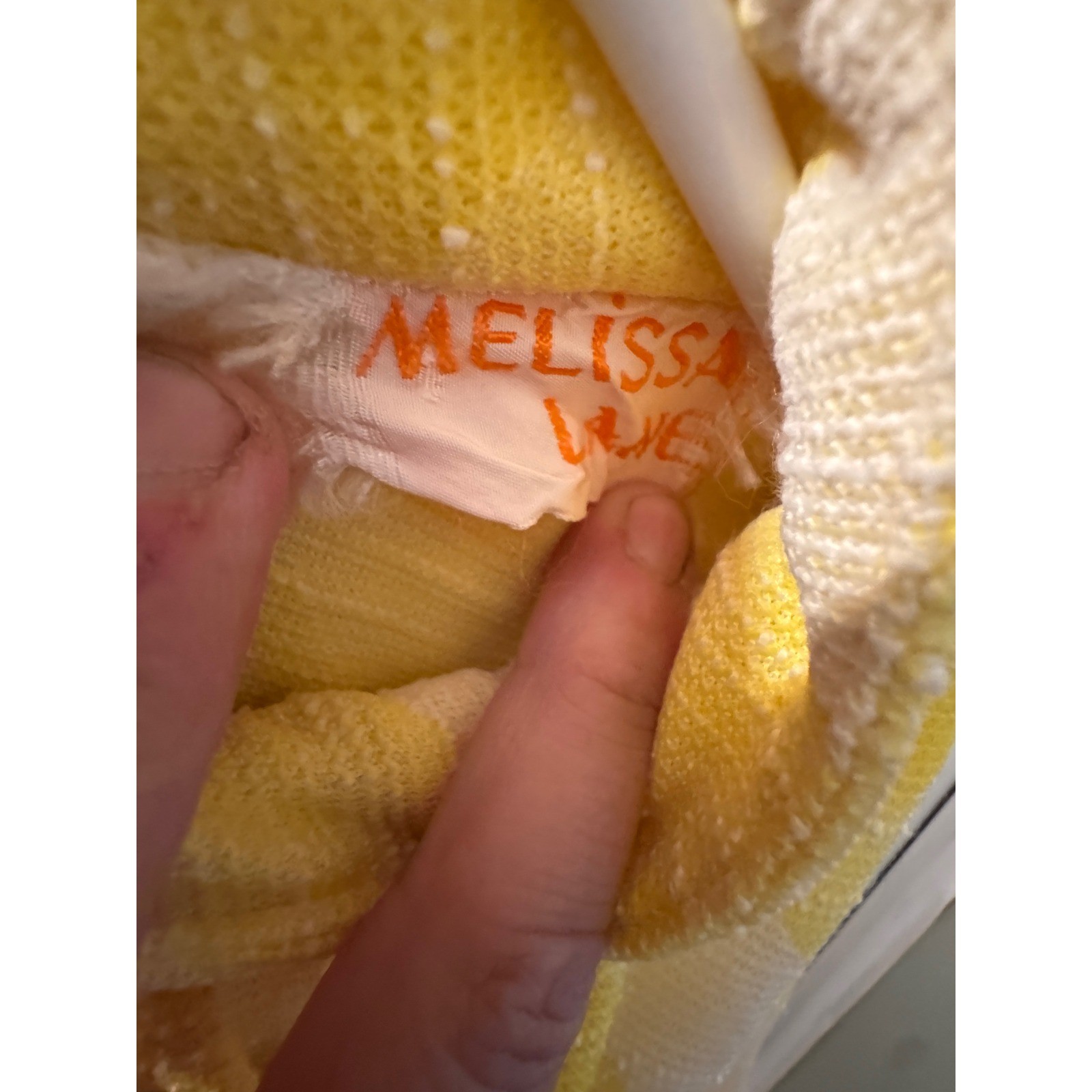 Vintage Melissa Lane Yellow White Diamond Harlequin Mock Neck Dress M