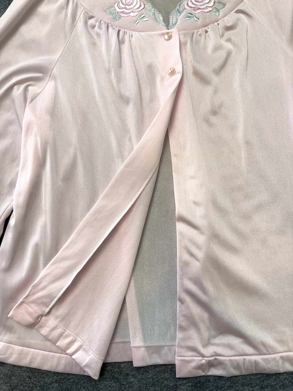 Vtg SHADOWLINE Bed Jacket Robe, Pink w/ Embroidery Sz S/M, NOS w/Tag Cottagecore