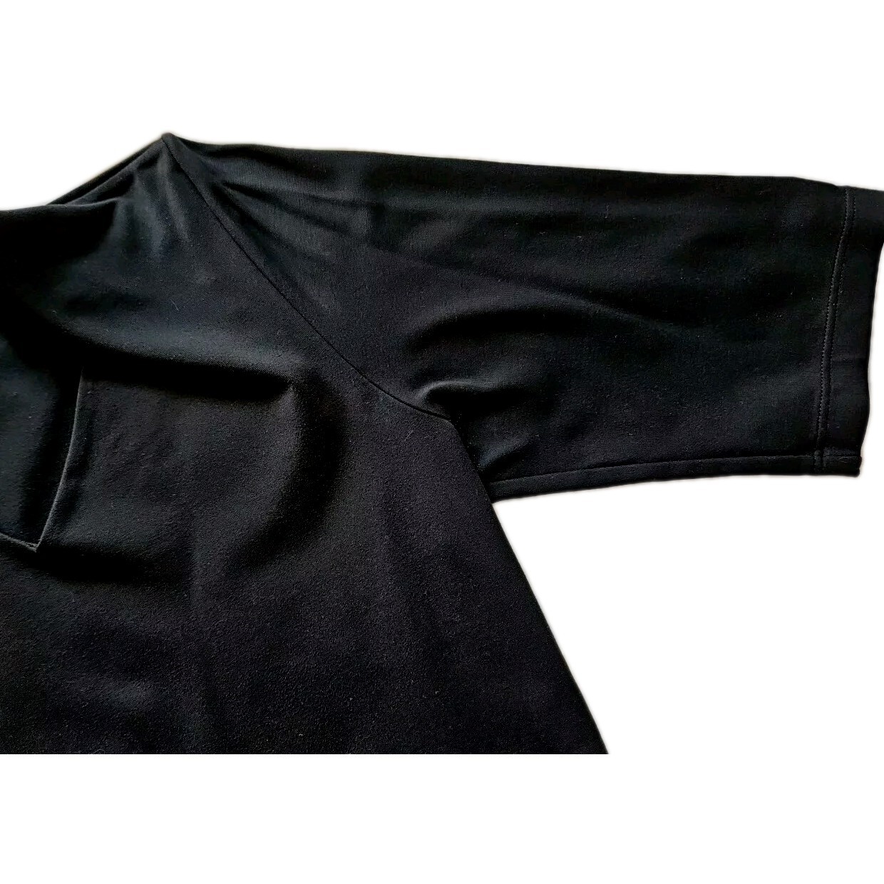 Ann Taylor LOFT Blouse Black Stretch Short Sleeve Elbow Pullover V-neck Medium
