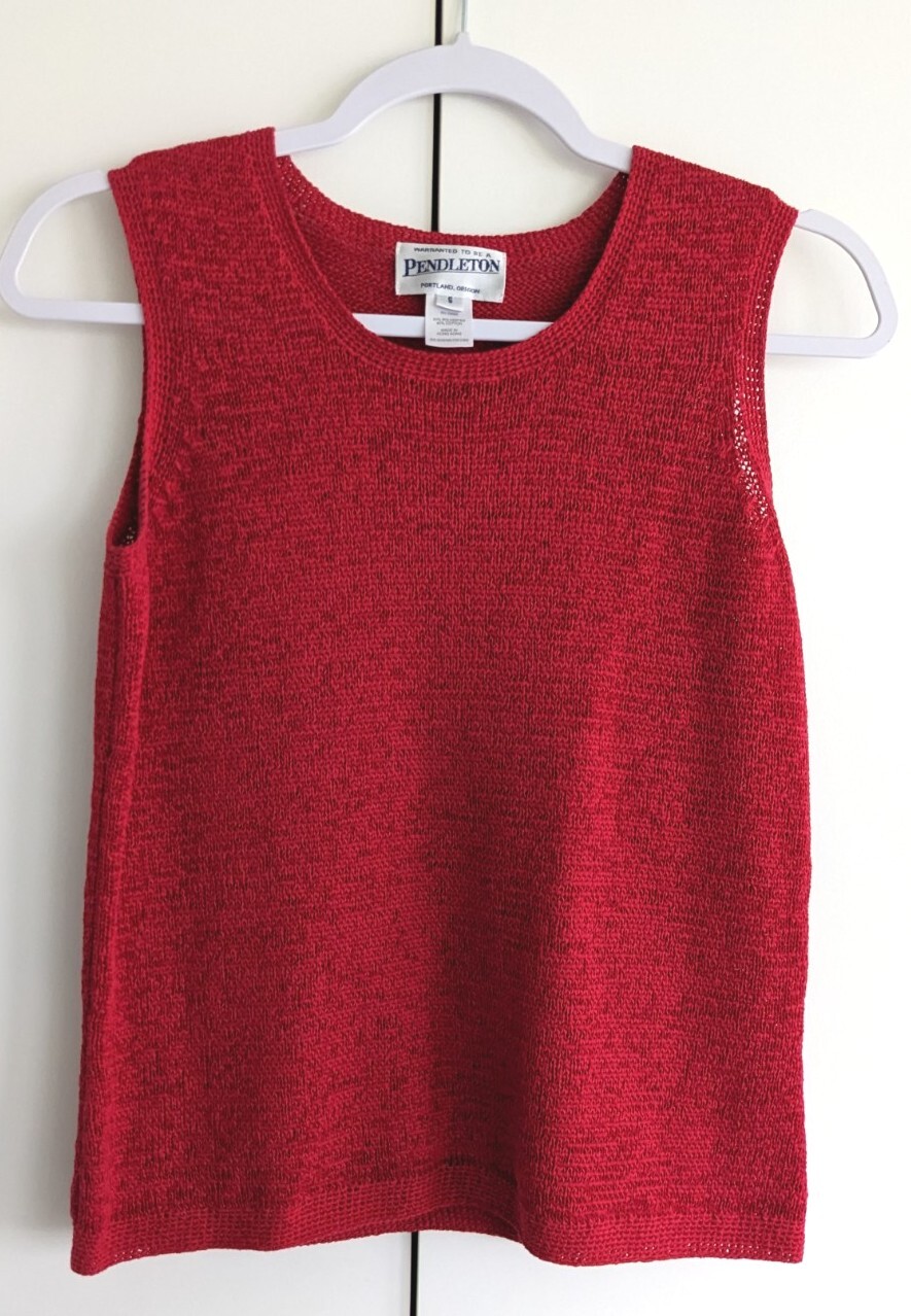 Vintage Pendleton Red Crew Neck Sweater Vest Size Small