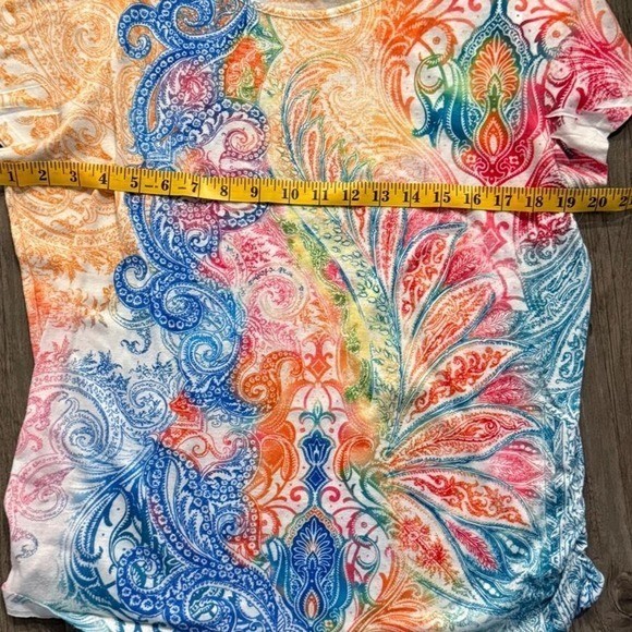 Vintage y2k 2000s Chico&rsquo;s multicoloured feather paisley print top Size: 2