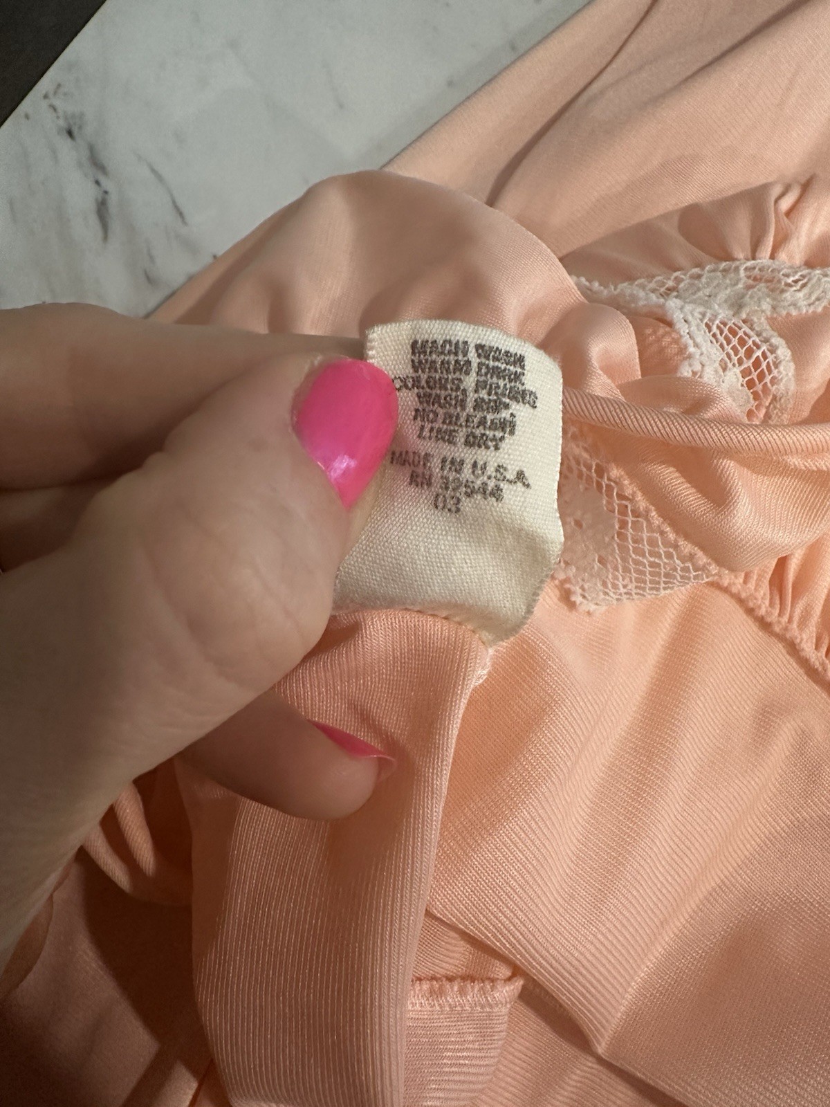 Vintage Long Peach Pink Nightgown Ruffle Sleep Dress & Button Robe Set Small