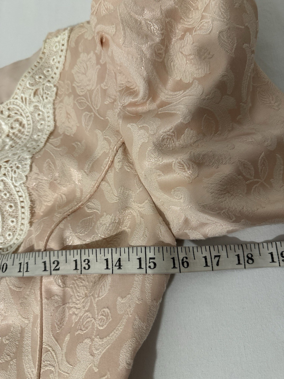 Vintage 80s Scott McClintock Blush Peplum Dress Floral Damask 4 Coquette Regency