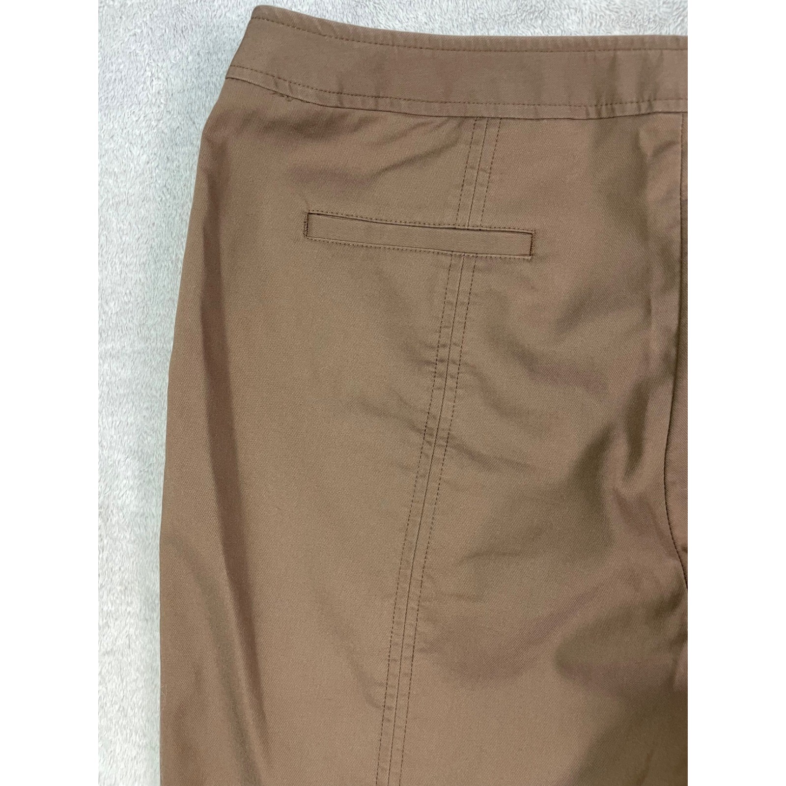 TALBOTS Heritage Ankle Pants 14P Petites Brown Cotton Blend Stretch Work Flaw