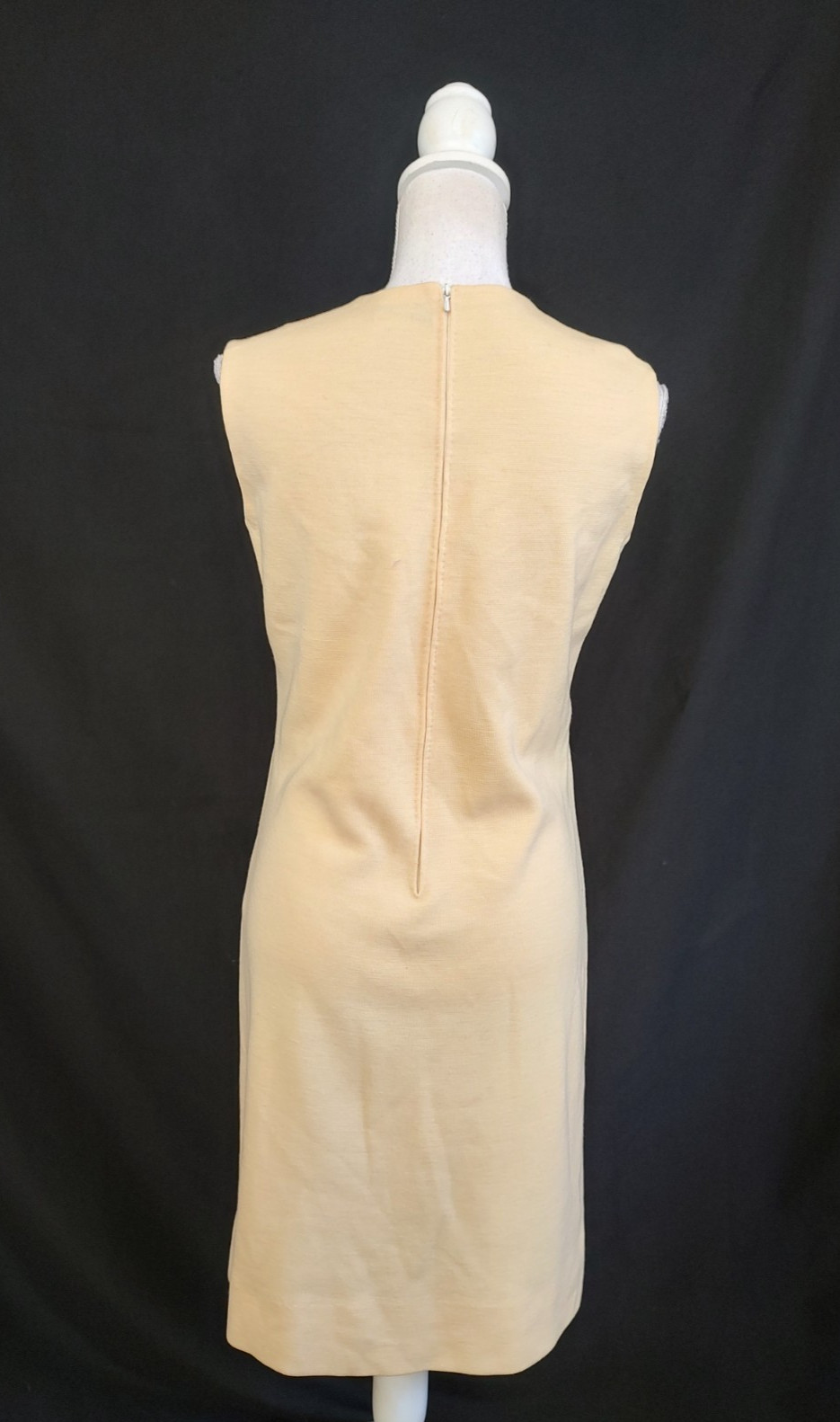 60s Vintage Dress Laura Aponte MCM Mod Space Age Shift Merino Wool Italy Beige L