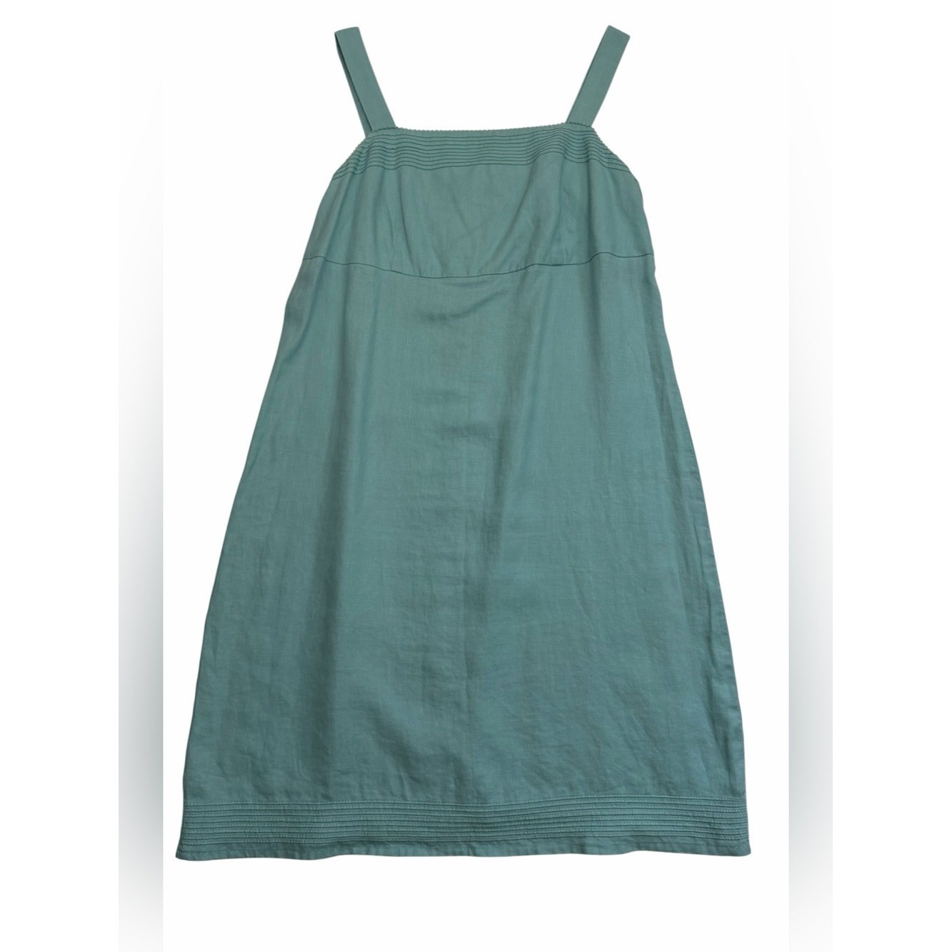Old Navy 100% Linen Aqua Blue Tank Shift Dress Size 12 Coastal Resort Summer