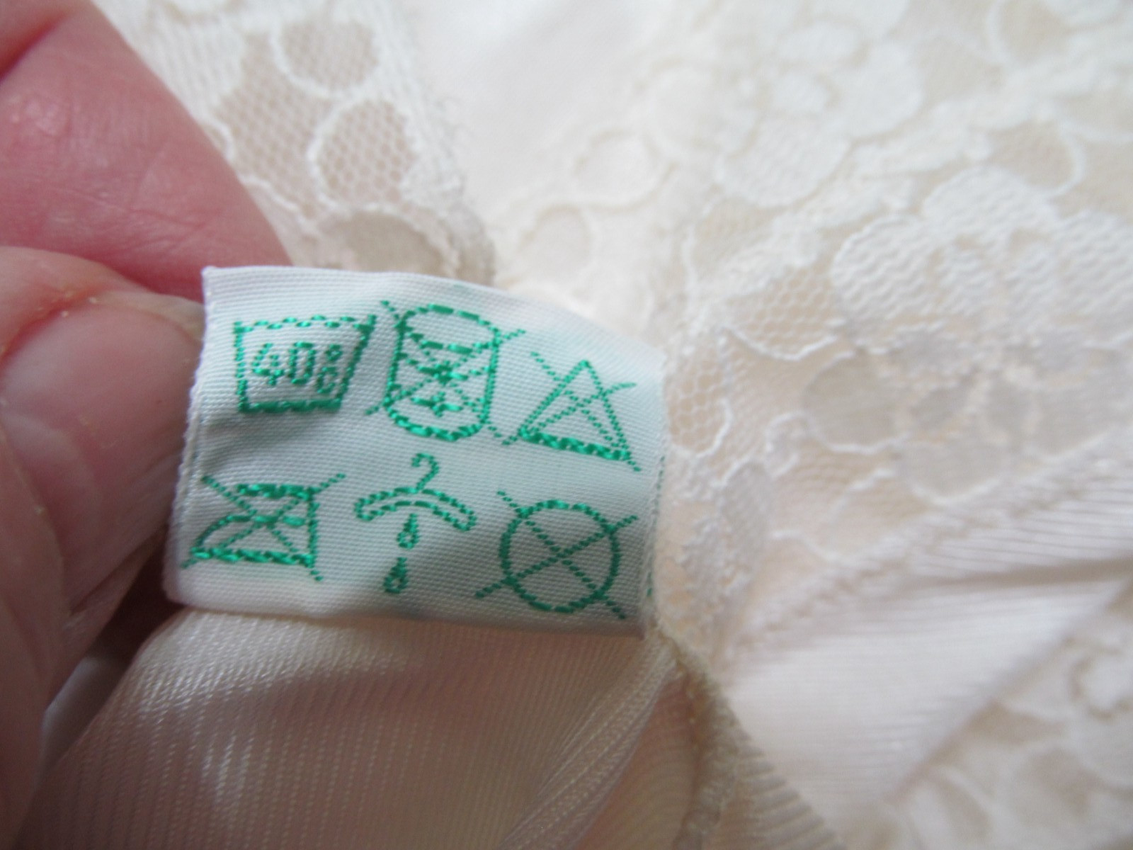 Palmer Ivory negligee- full length gown sz 2 Vintage Classic green Logo Austria