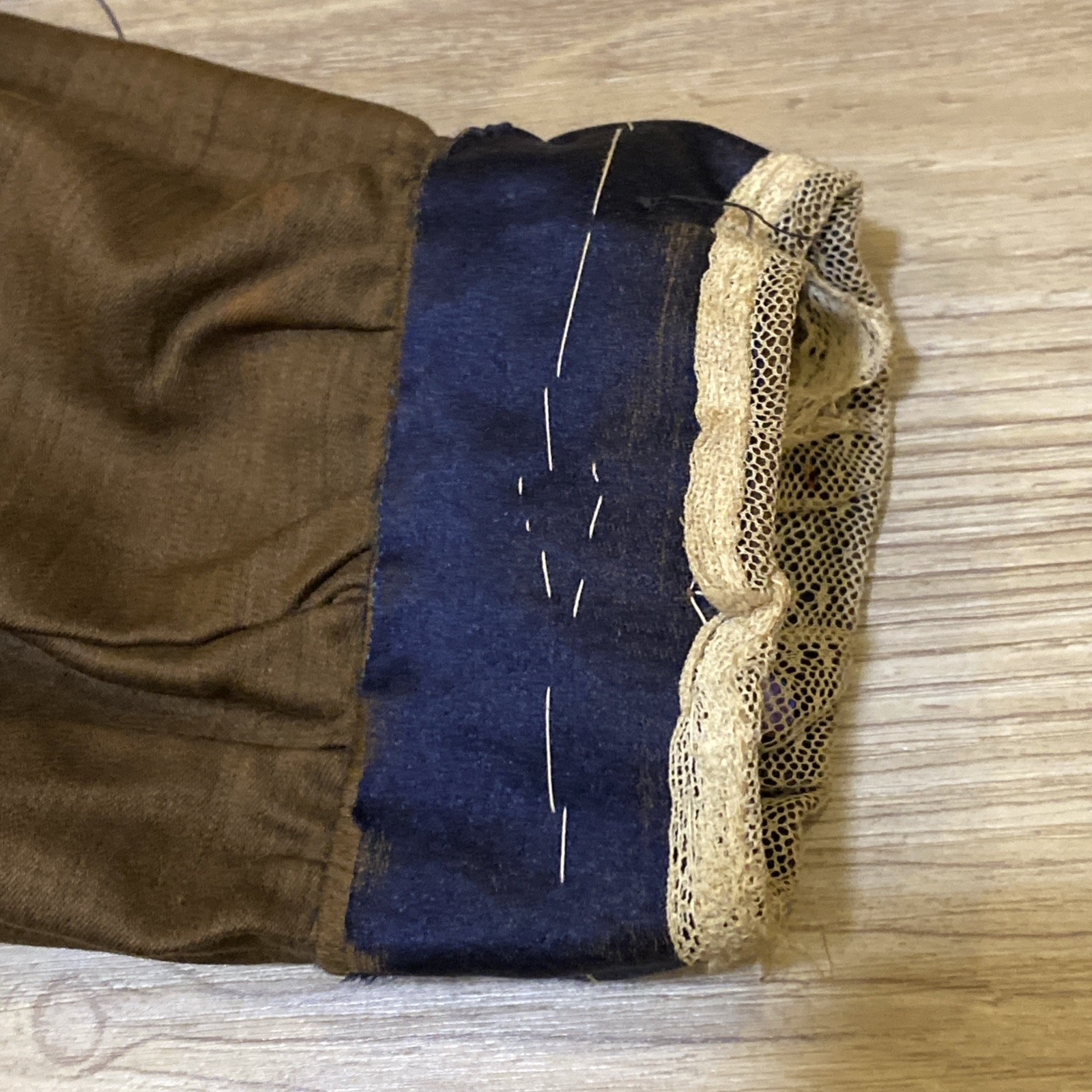 Antique Edwardian Peplum Jacket Beaded Buttons Lace Cuffs Navy Small