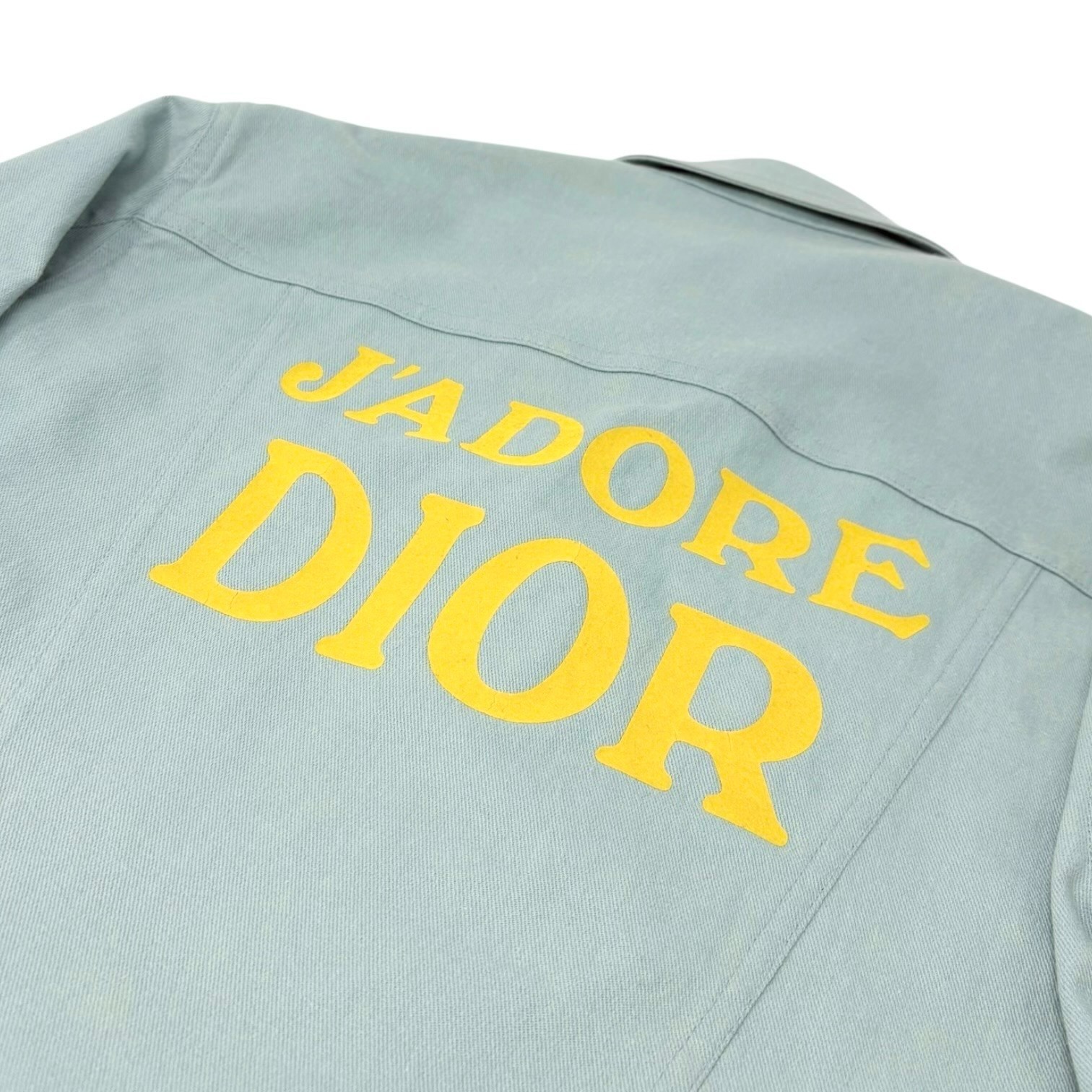 Christian Dior Vintage 2001 J&rsquo;ADORE Logo Denim Twill Jacket #36 Blue Yellow