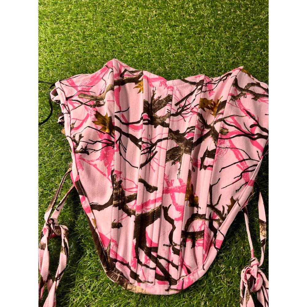 Like An Angel Pink Camouflage Print Corset Top Juniors XL