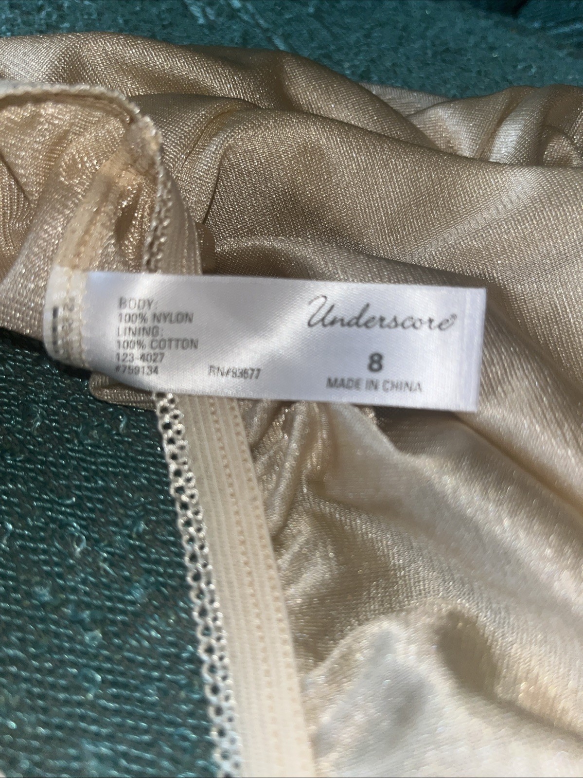 JCPenney Underscore Beige Satin Panties XL Sz 9 Second Skin Briefs Extra Large