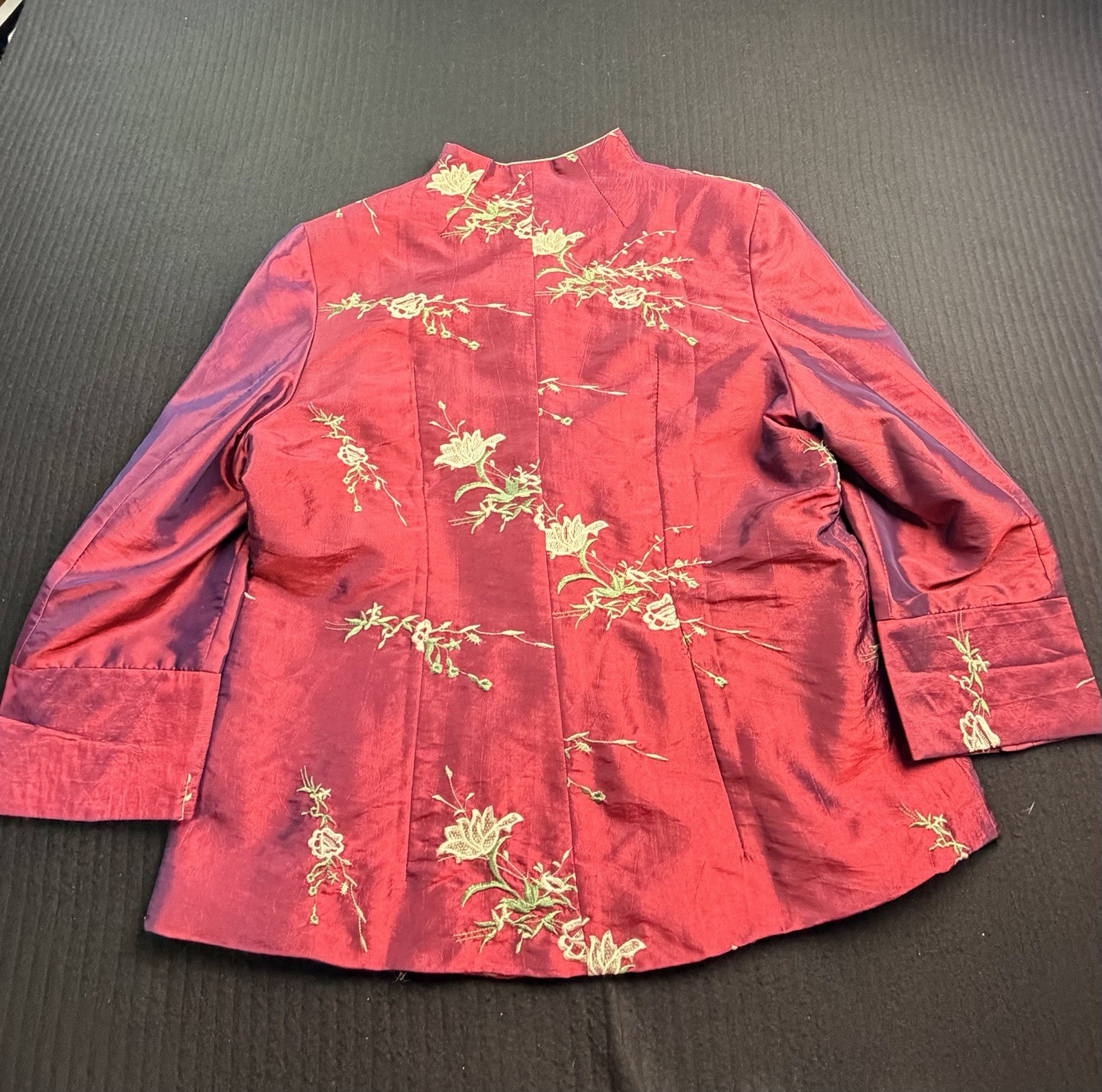 🪷 VTG Inspired Asian Embroidered Mandarin Jacket women 5XL Fits L 44-15 🪷