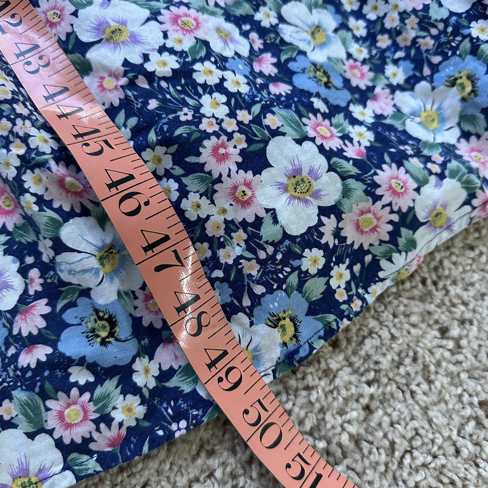 Vintage 80s Dress Large Sundress Floral Print Cotton Fit Flare Cottagecore