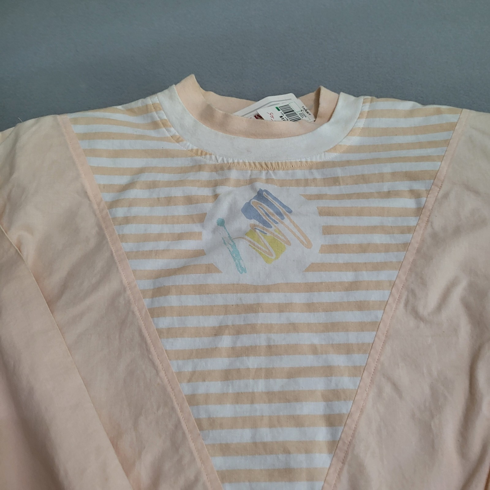 VTG Long Sleeve Colorblock Geometric Mock Turtleneck Shirt Women&rsquo;s Size L NOS
