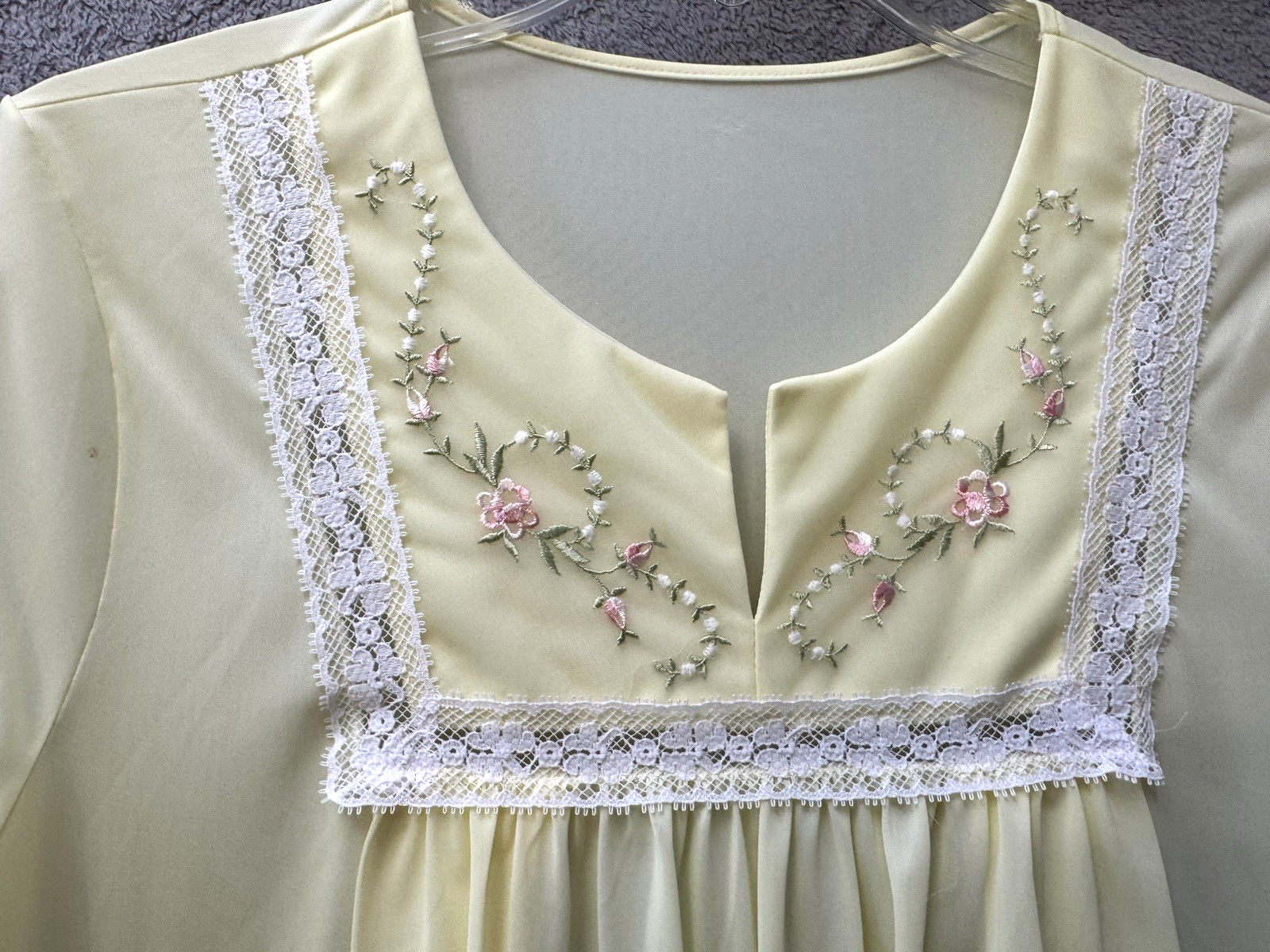 Vtg SHADOWLINE Nursing Nightgown Embroidery New Mom Hospital NOS w/Tags S/M 80&rsquo;s