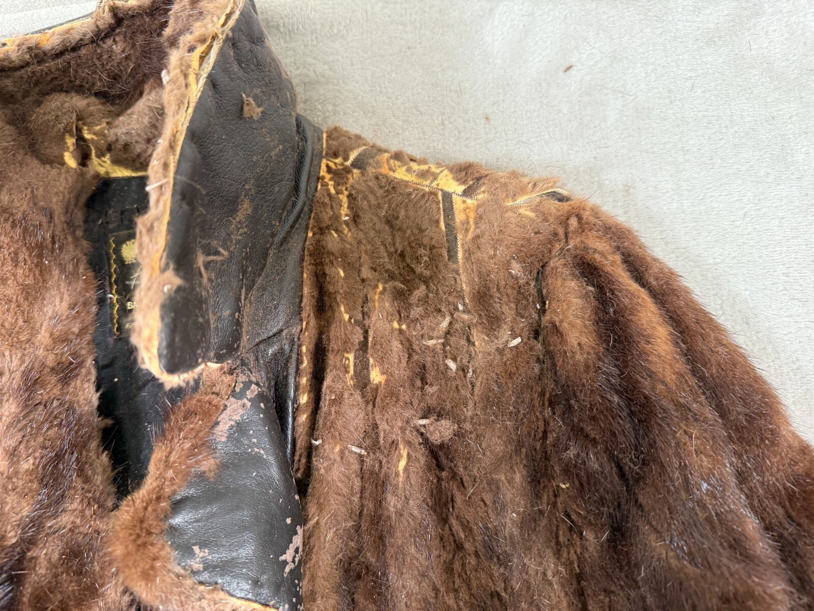 Vintage Arter Jonas BAKER FUR COM Genuine Mink Stole Dark Brown Fur Satin Lined