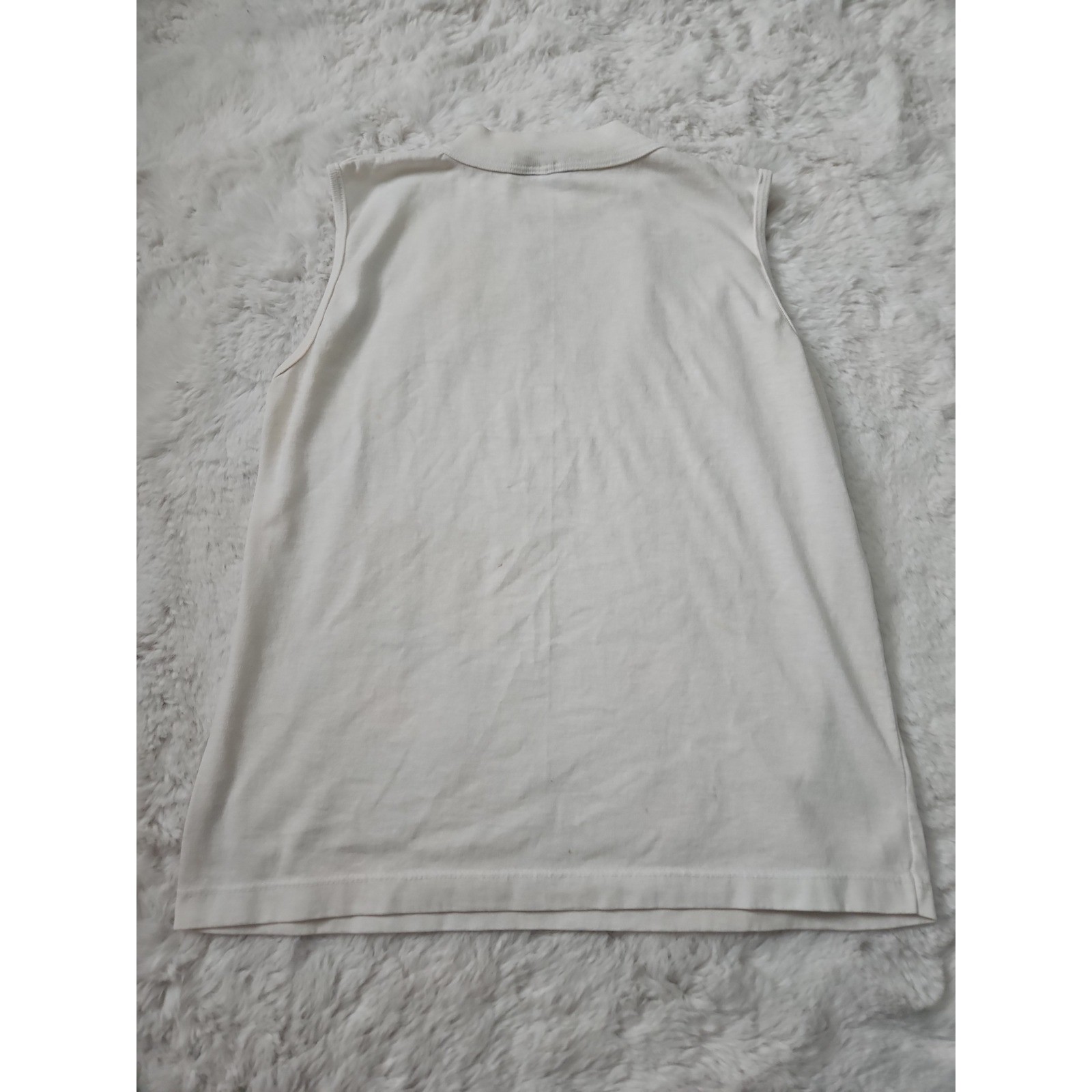 Vintage Simply Basic Mock Neck Sleeveless Top Medium Cream White Knit Tank USA