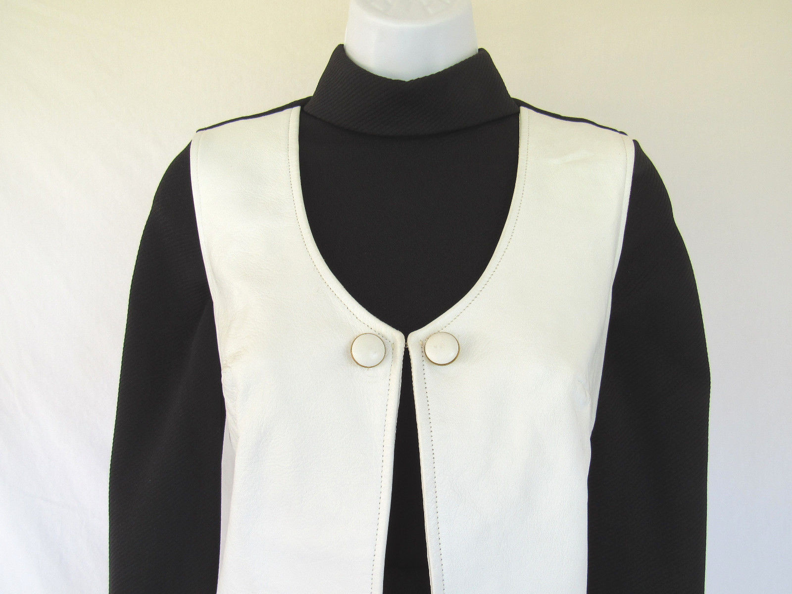 VINTAGE 1960s MOD ICONIC THE PHYLLLIS LOOK SKIRT TOP VEST SIZE 8 BLACK WHITE