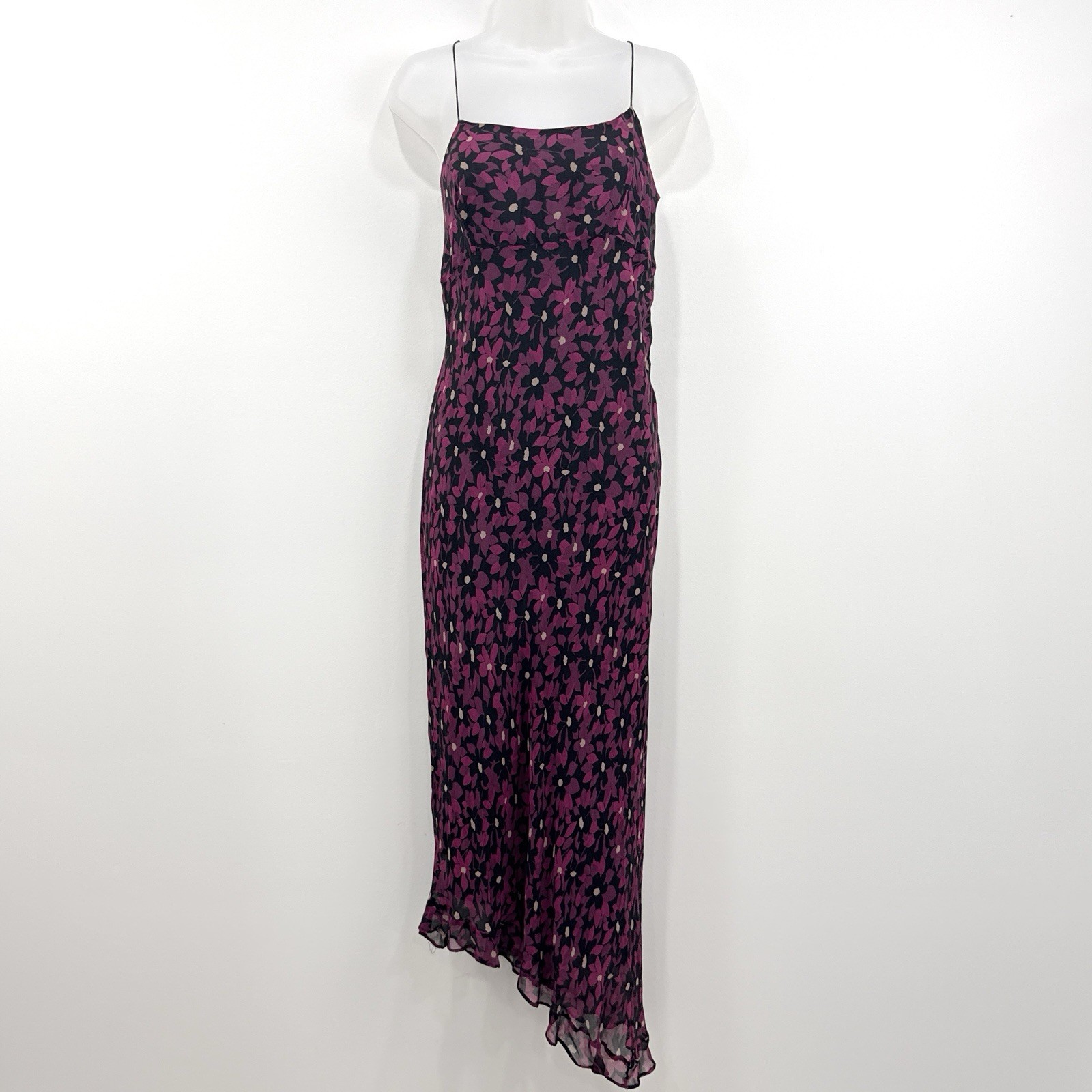 VTG 90s Y2K Ice 100% Silk Dress 12 Whimsigoth Fairy Grunge Asymmetric Babydoll