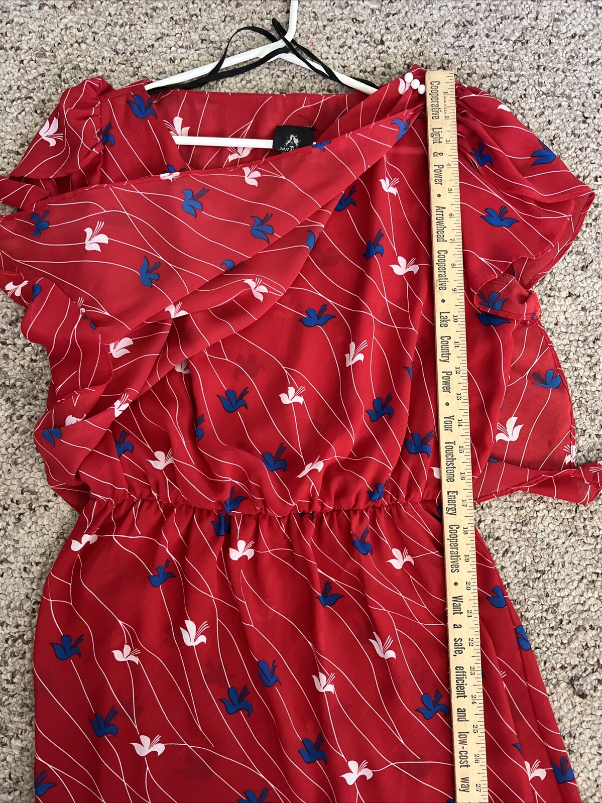 Vintage 1980s Red White & Blue 100% Polyester Dress Maree&rsquo; Made Jamaica Size 18