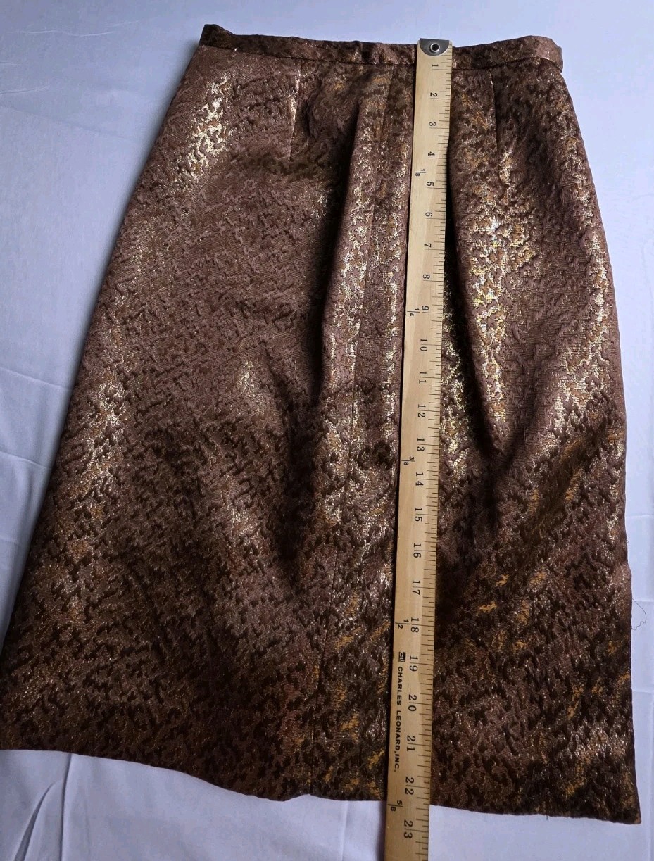 Vtg 80s Neiman Marcus Exclusive Metallic Brocade Skirt Suit Women 4 Dynasty Glam