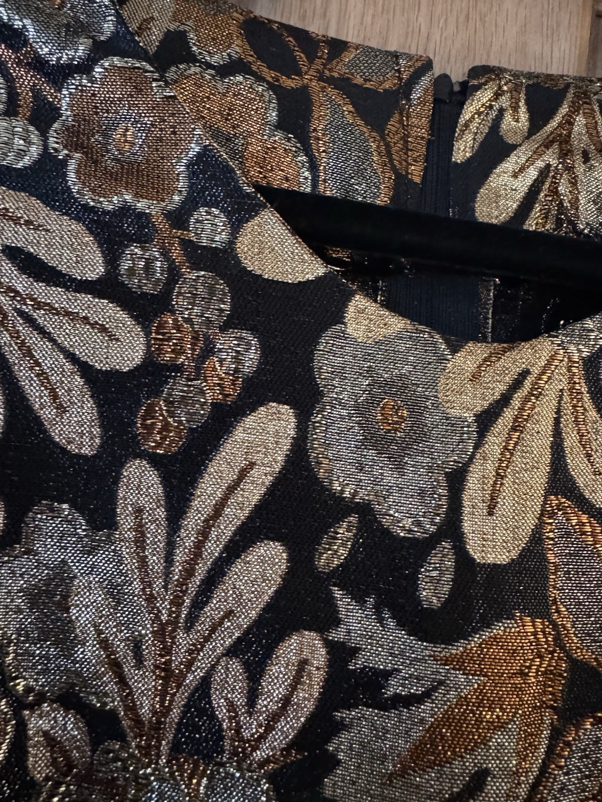 60’s Gold Metallic Textured Brocade Dress VTG Cocktail Midi – Medium