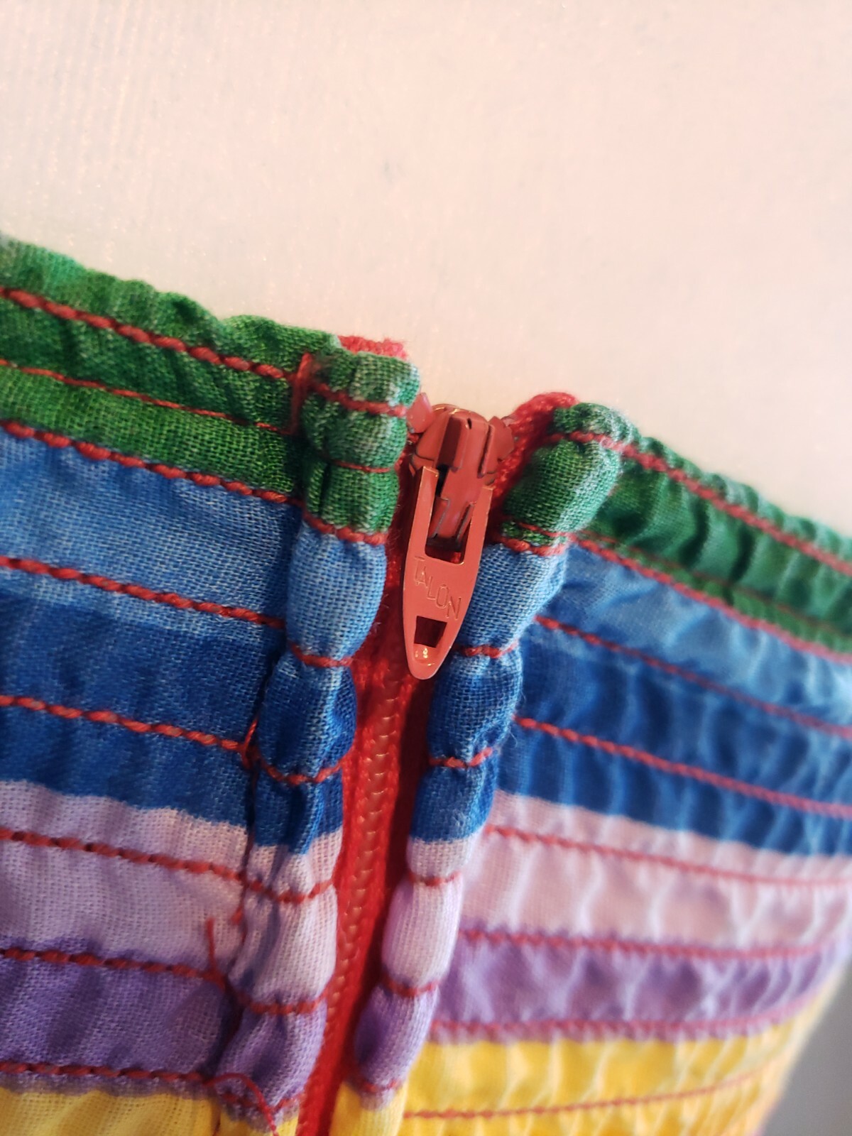 Vtg 60&rsquo;s Rainbow Chevron Stripe Mod Hippy Pride Sun Day Dress 3 XS S
