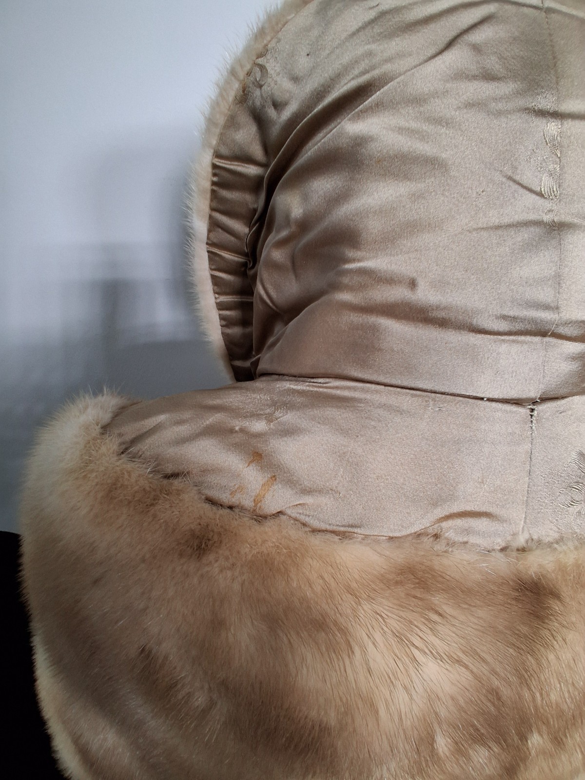 Vintage Custom Mink Fur Jacket Petite Small Shawl Collar Blonde Beige No Label
